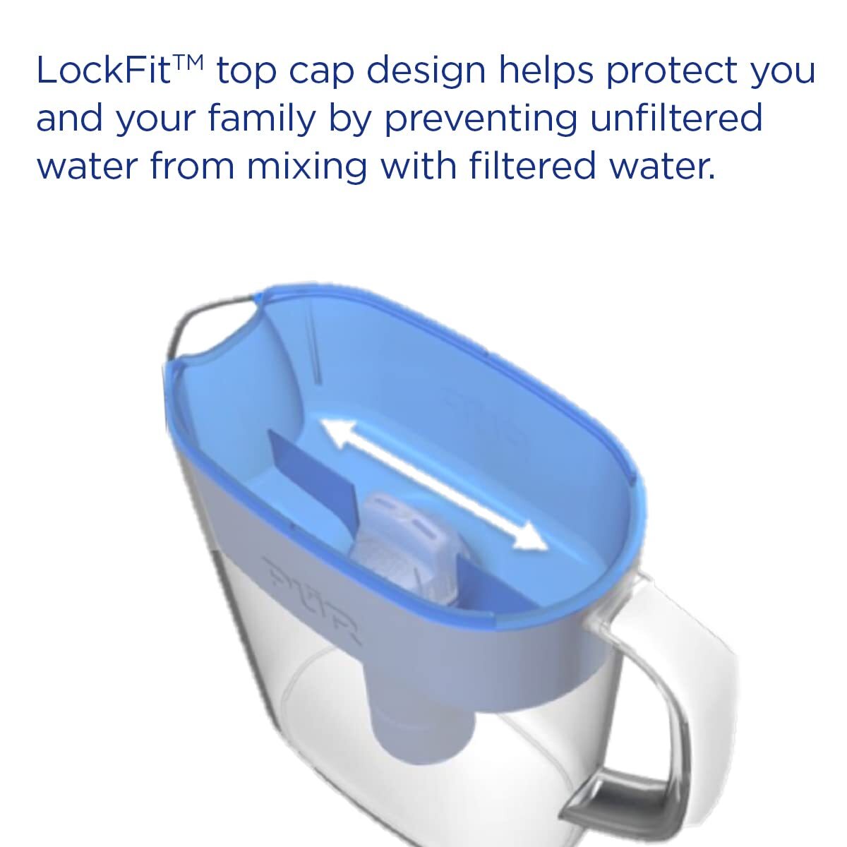 PUR 7 Cup Water Filter Pitcher NSF Certified 2 in 1 Filtration White Blue