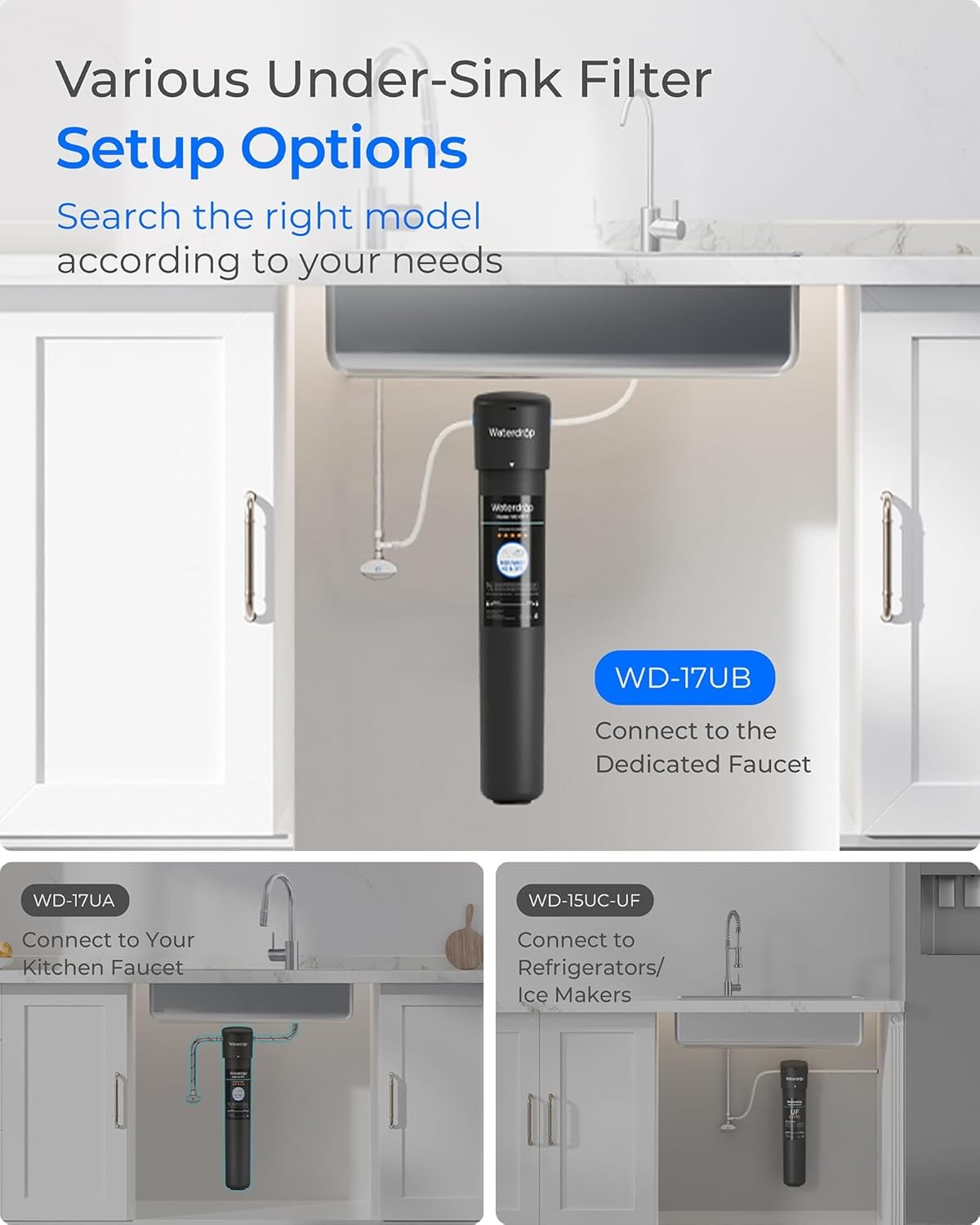 Waterdrop 17UB Under Sink Water Filter System,NSF/ANSI 42 Certified,USA Tech