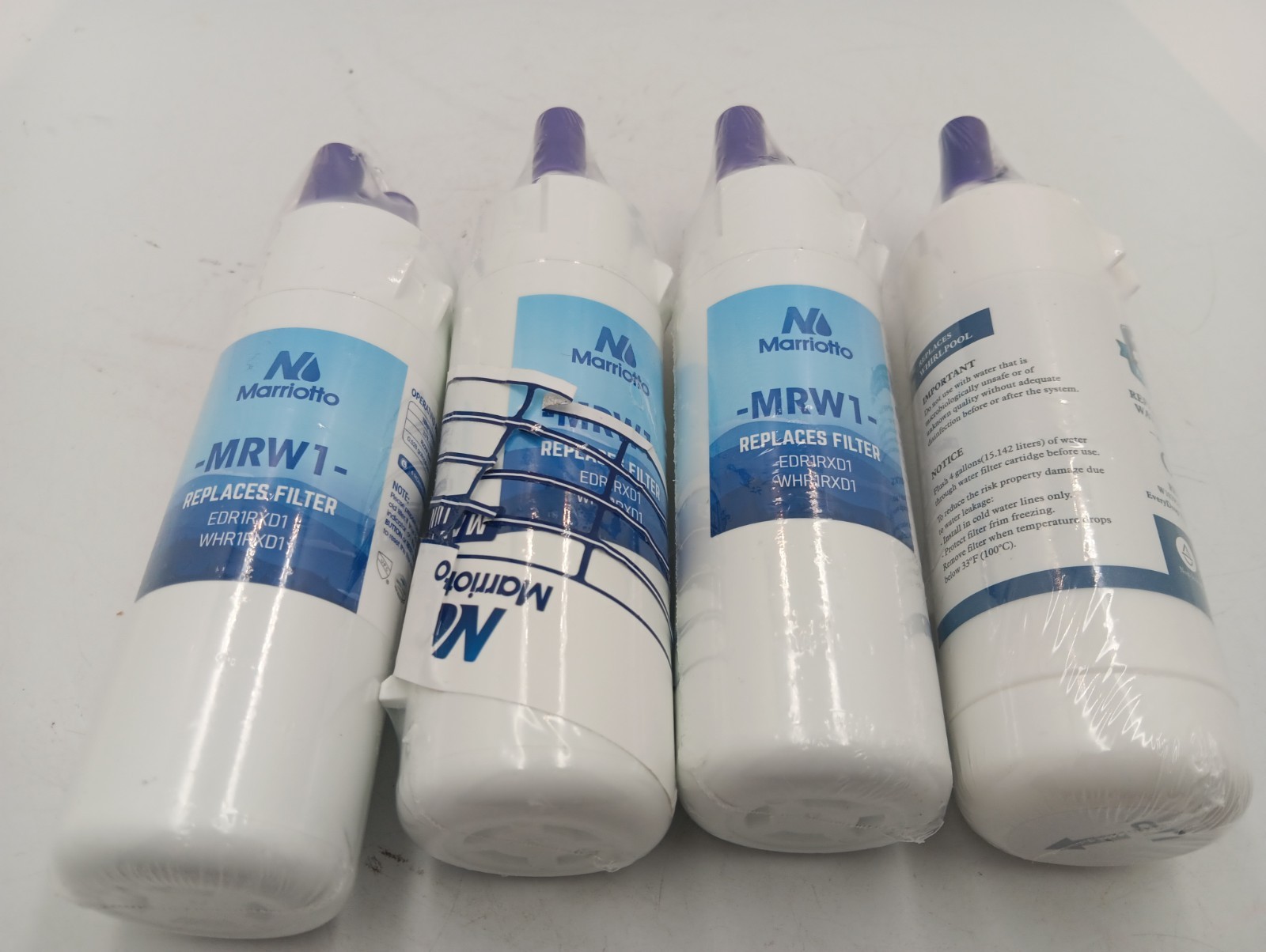 4 Pack Marriotto Refrigerator Filter MRW1 Replaces Filter EDR1RXD1 WHR1RXD1