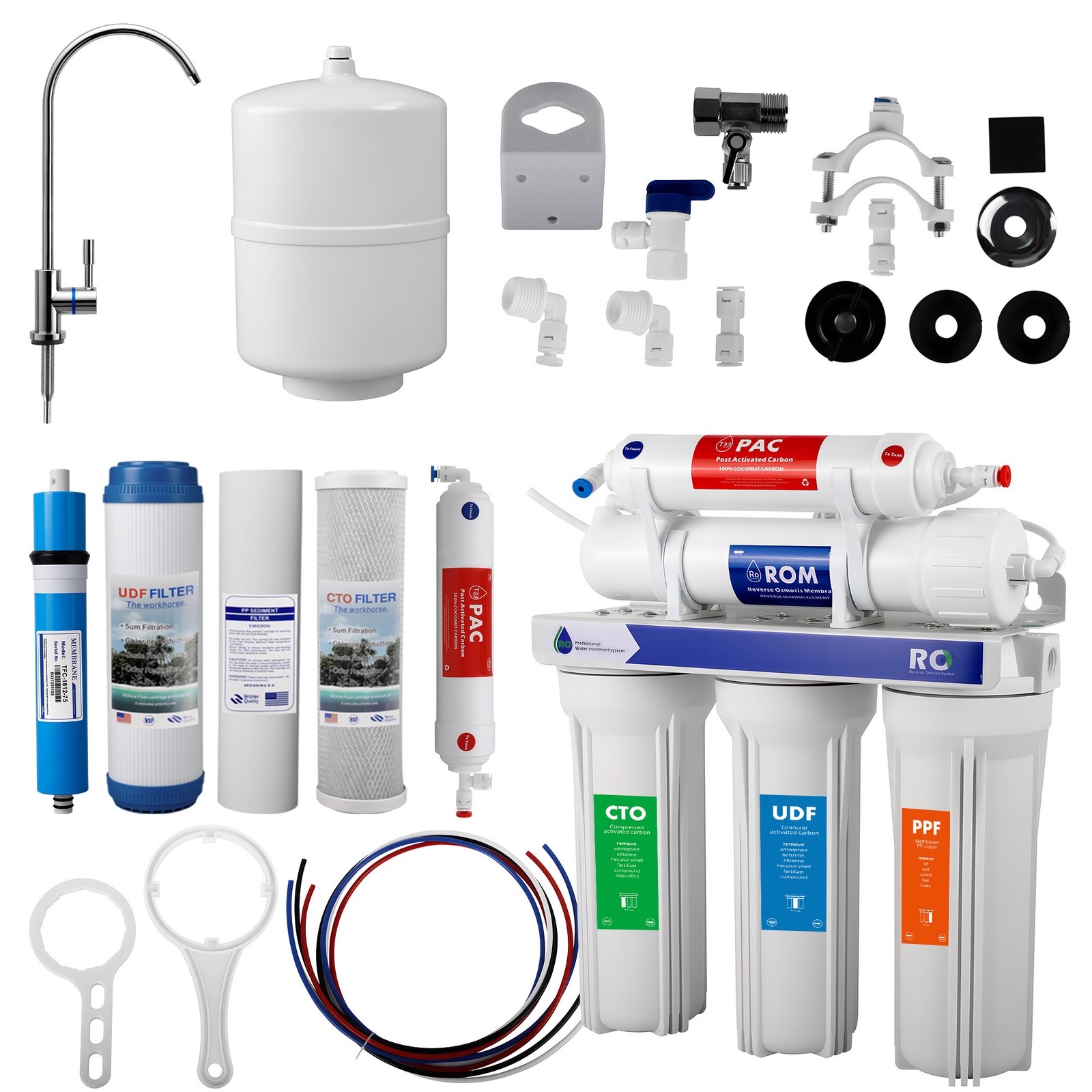 5 Stage Reverse Osmosis Water Filtration System 99.99% Filters 75 GPD Purifier