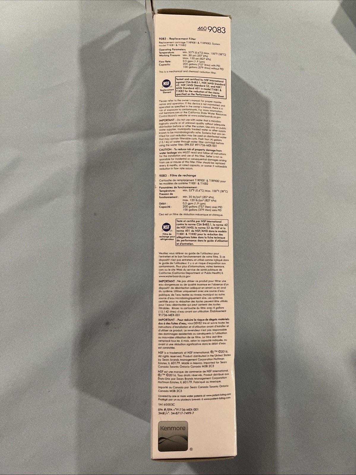 Genuine OEM 9083 Kenmore 4609083 Replacement Refrigerator Water Filter 4609030