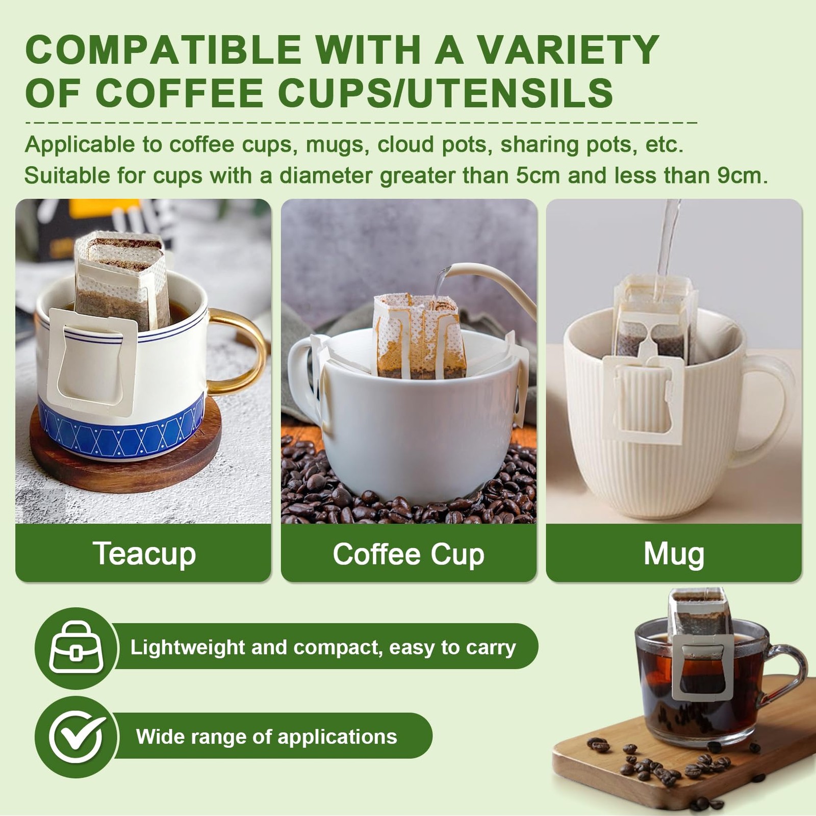 CARGEN 50Pcs Portable Coffee Filter Paper Bag – Hanging Ear Drip 50 PCS