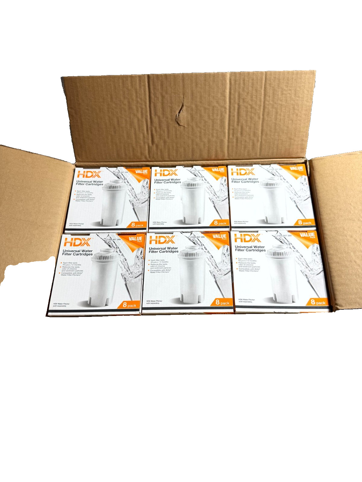 (48) HDX Water Pitcher Replacement Water Filter Cartridges BPA Free (6 Pks of 8)