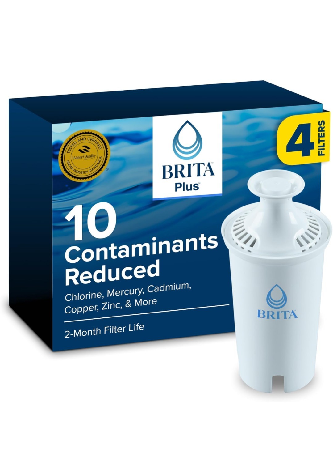 Brita Plus Water Filter, BPA-Free, High-Density Replacement Filter. 2 Packs Of 4