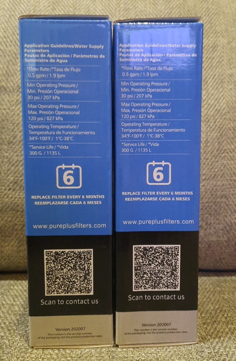 PurePlus PP-RWF 3500A Refrigerator Water Filter (2) LG Kenmore 300 Gallons New