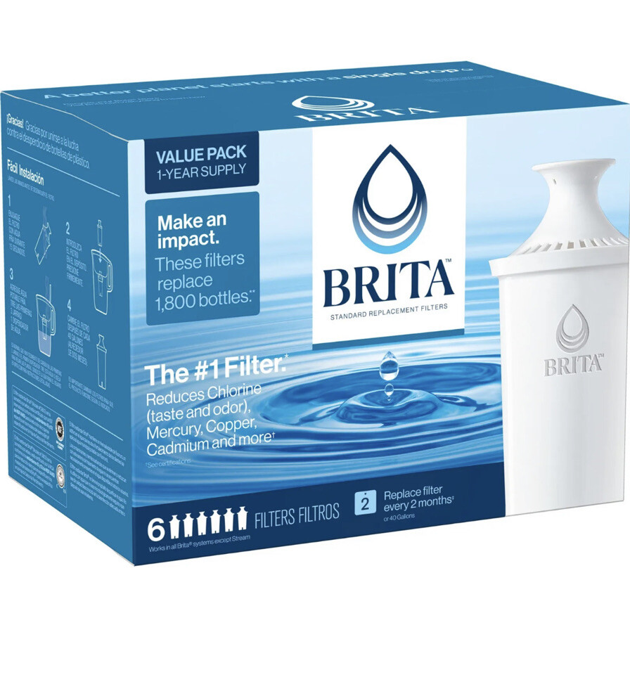 Brita 6-PK STANDARD REPLACEMENT FILTER | PITCHERS & DISPENSERS Water Filtration