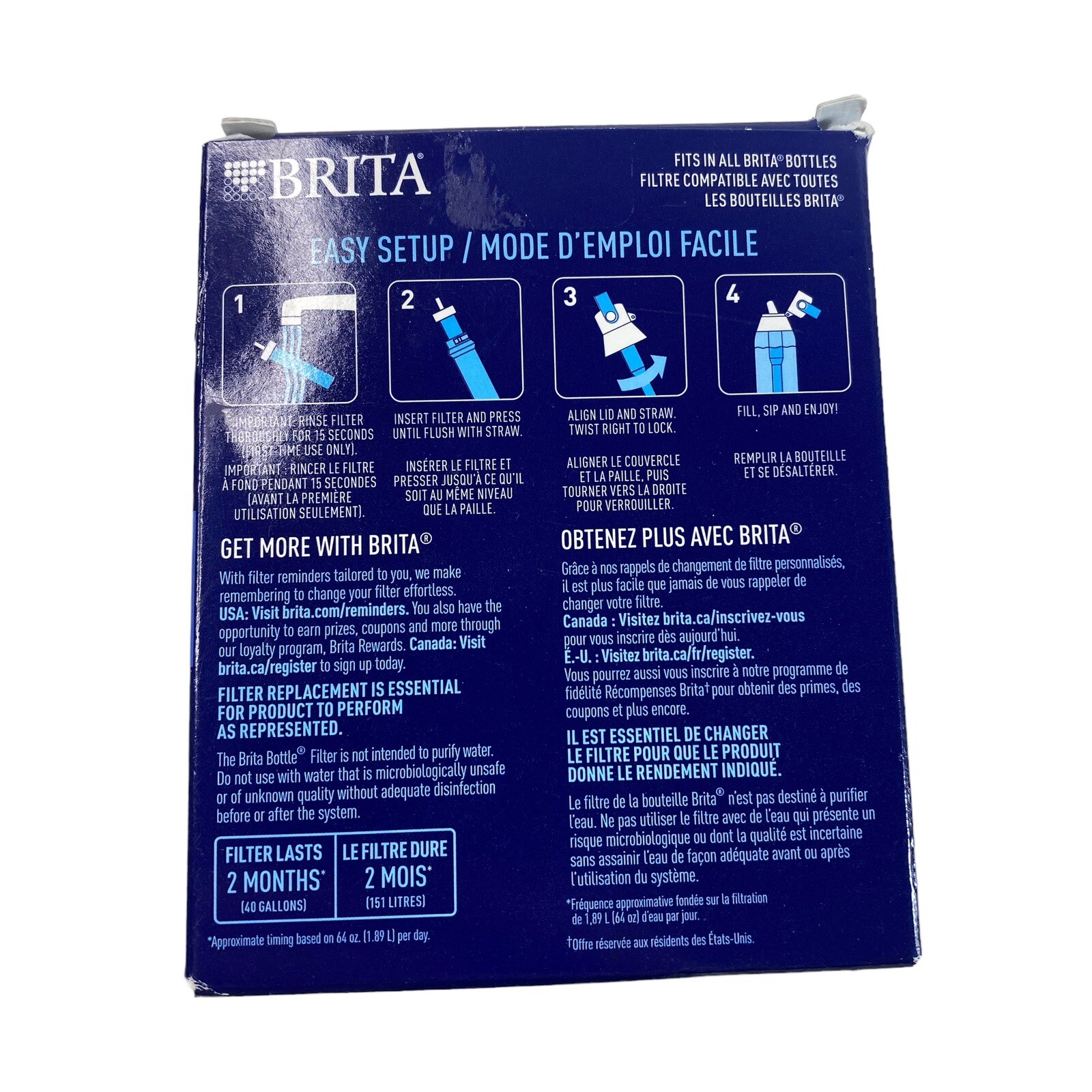 BRITA Bottle Replacement Filters 3 Filters 6 Months Pack Supply New Sealed OEM