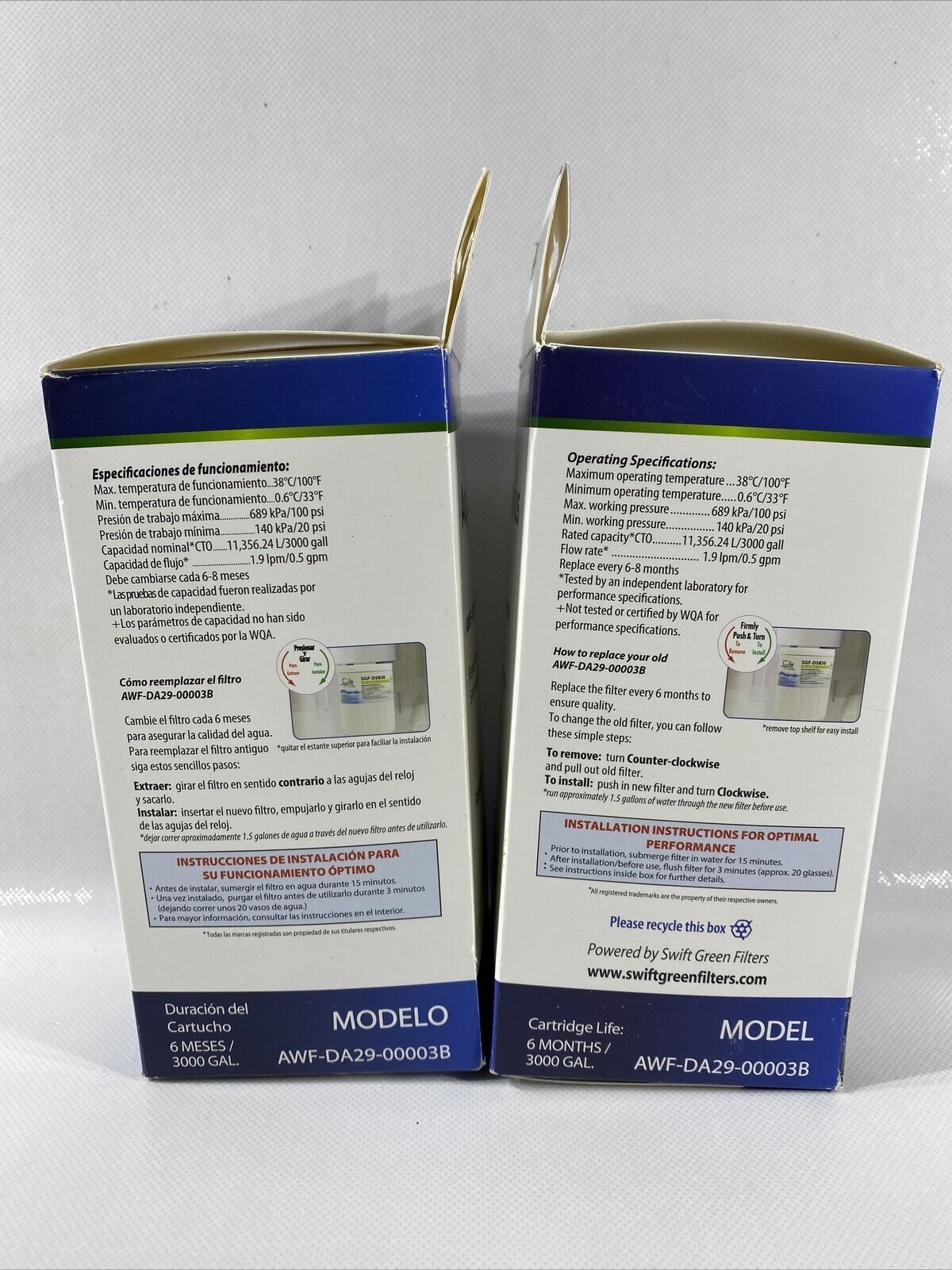 Set Of 2 NEW Aquarius AWF-DA29-00003B Replacement Filter For Samsung DA29-00003B