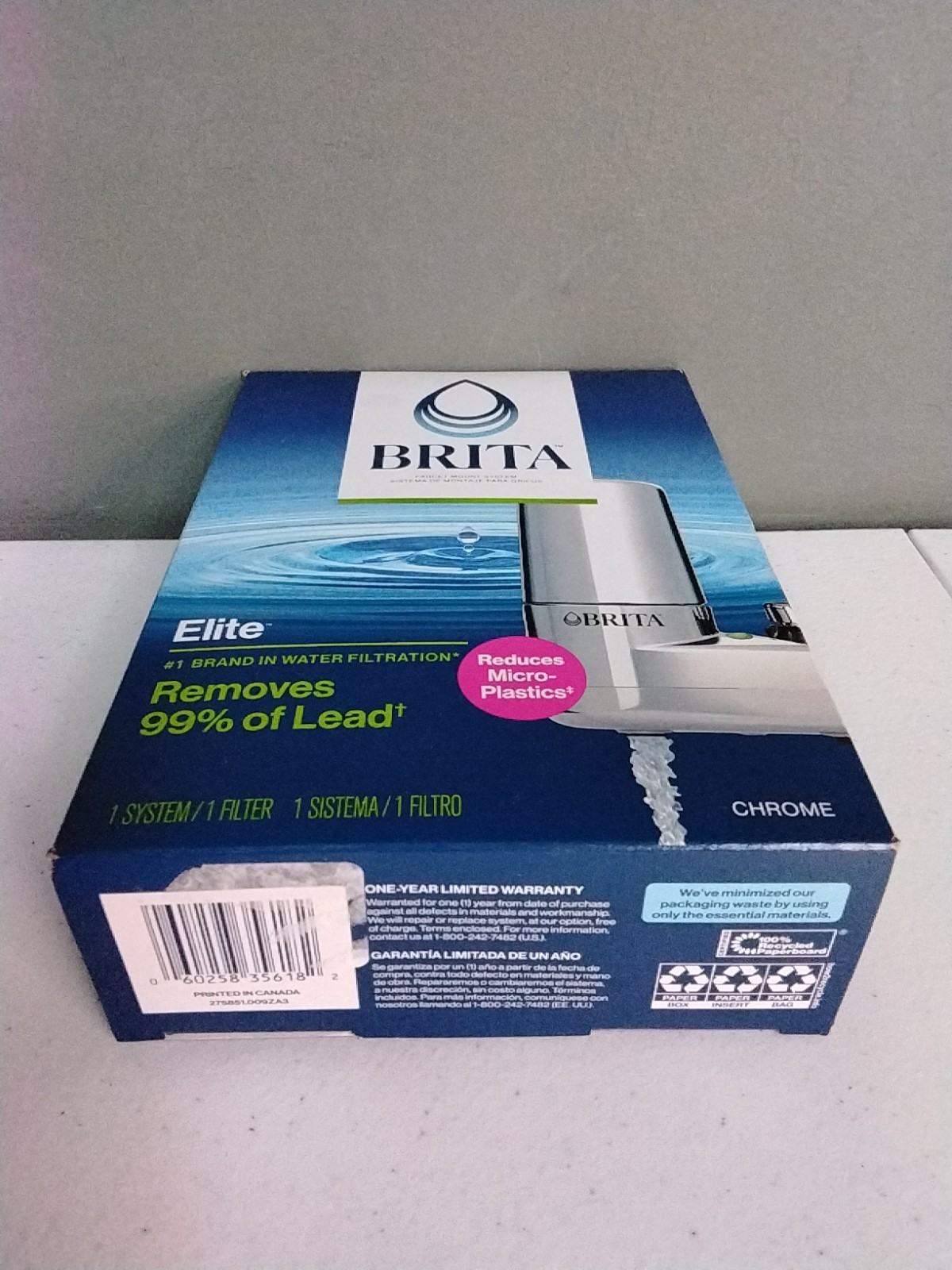 BRITA Elite Faucet Mount Filtration System Water Purification Chrome NEW