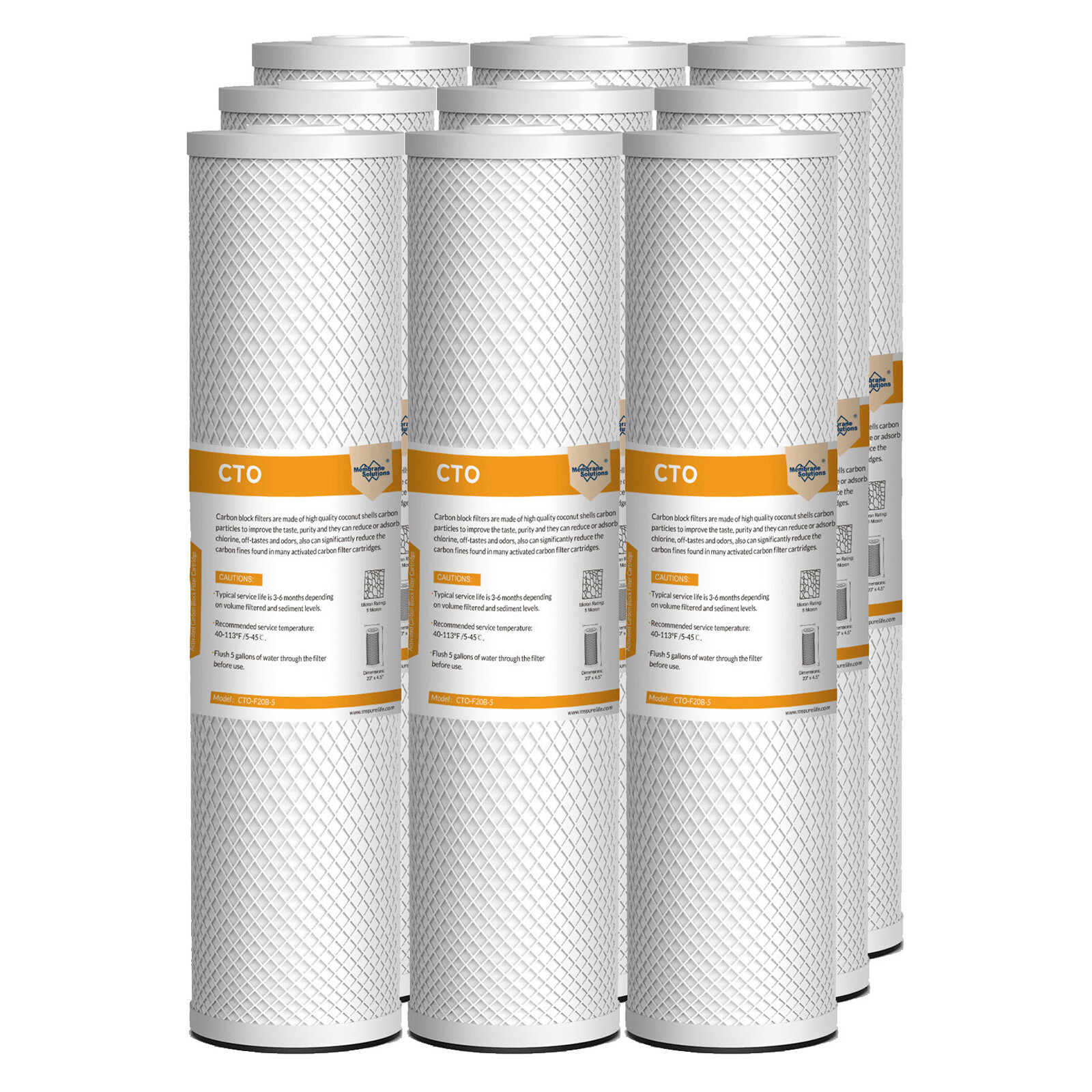 5 Micron 20″ x 4.5″ Big Blue CTO Carbon Block Water Filter Whole House 1-9 Pack