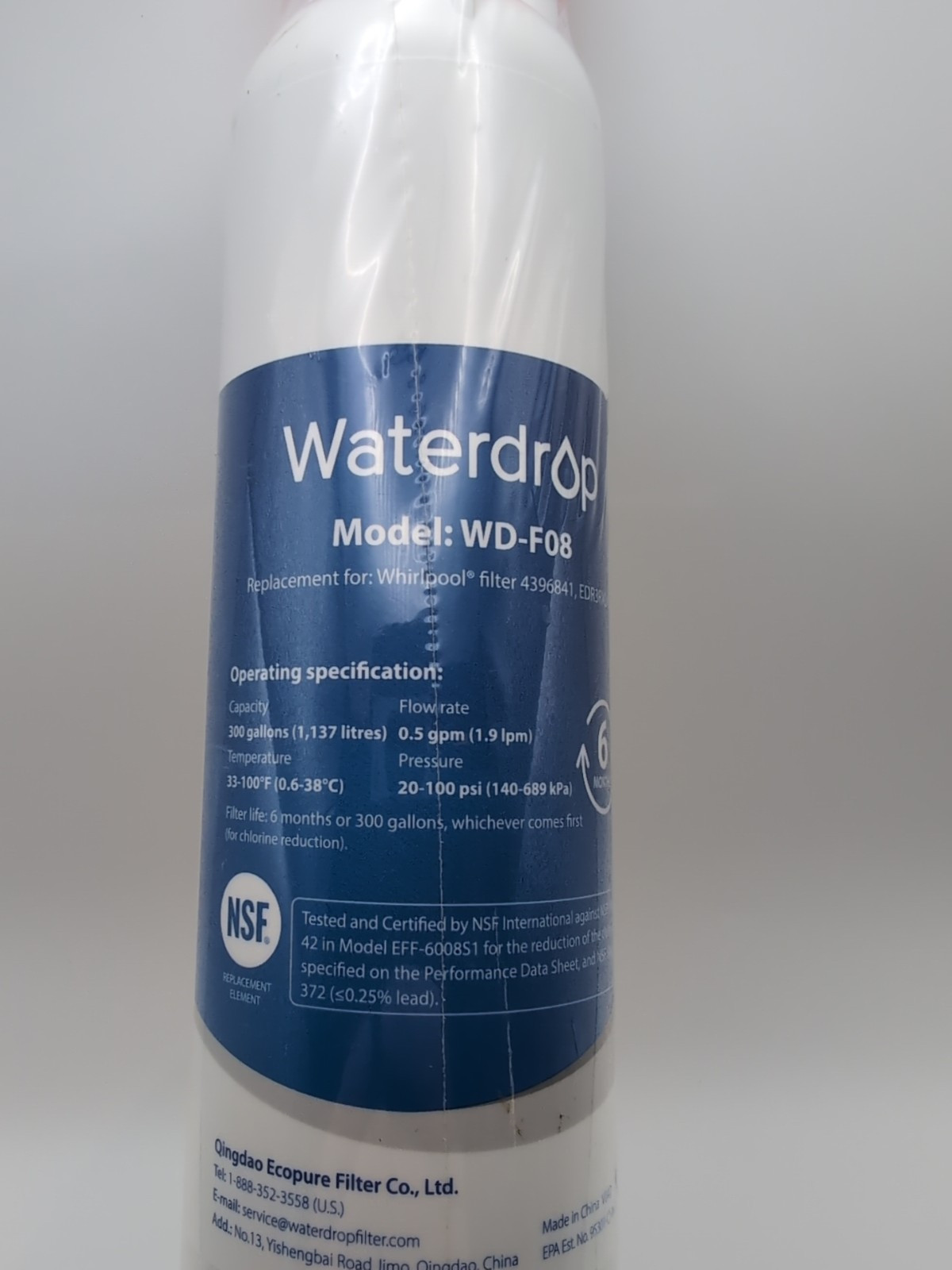 Waterdrop WD-F08 Refrigerator Water Filter, Fits Kenmore® 46-9083, 46-90309