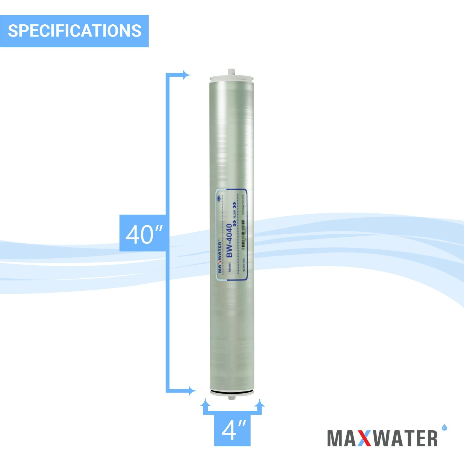 BW-4040 HF Replaces Hydron 4″ x 40″ 2400 GPD Brackish Water Reverse Osmosis