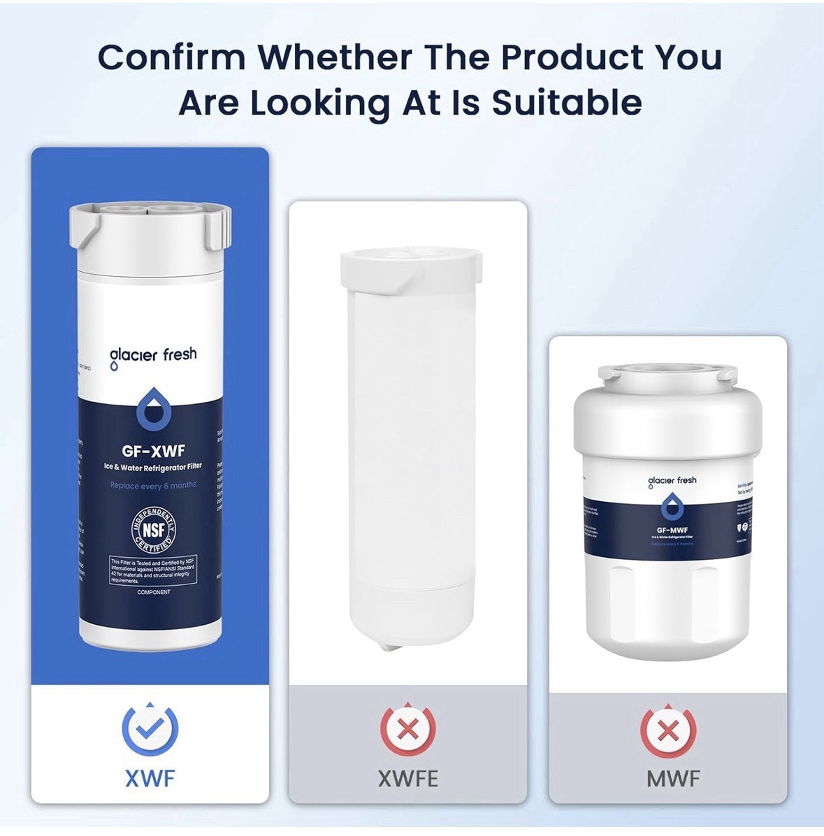 GLACIER FRESH XWF Replacement For GE XWF Refrigerator Water Filter Pack Of 3