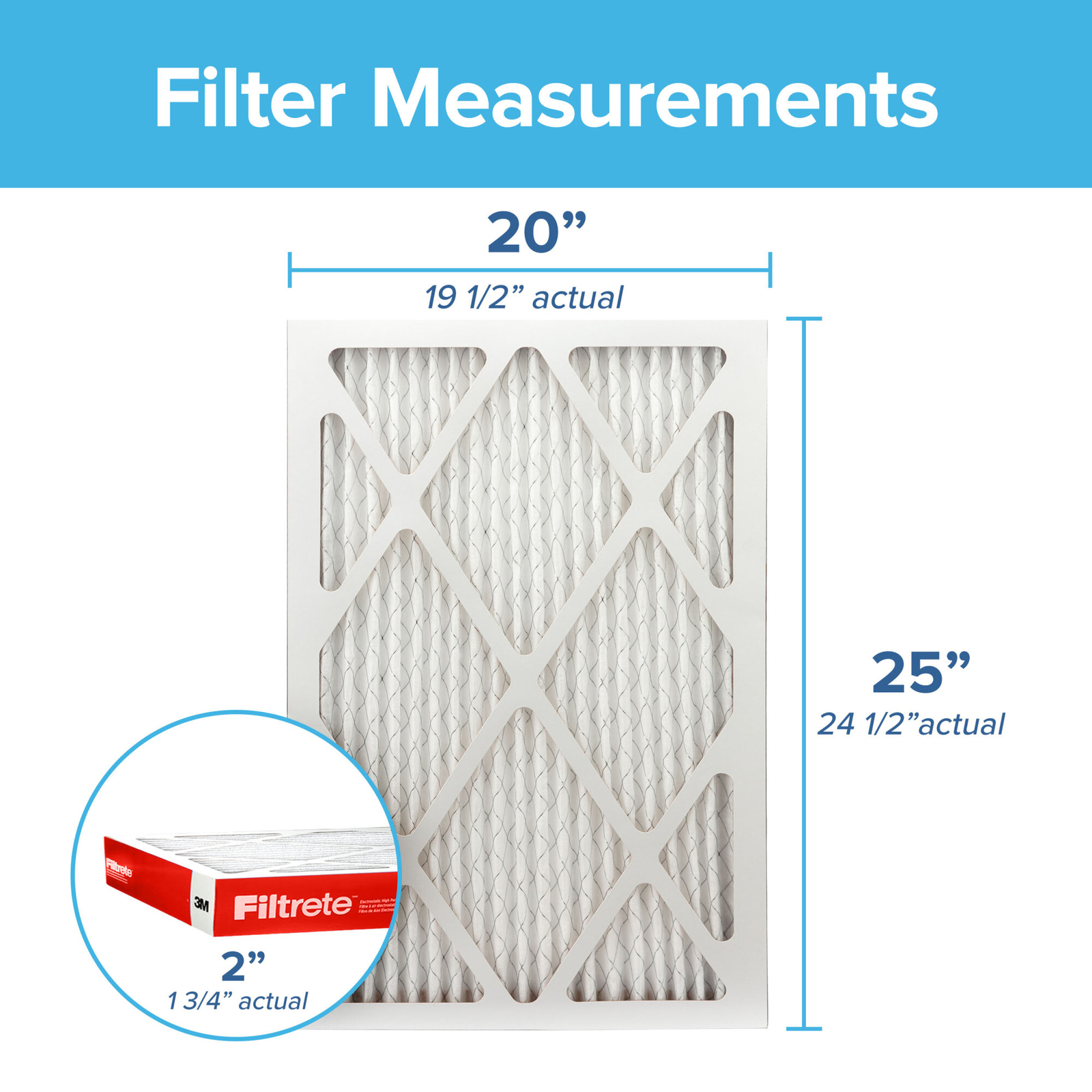 Filtrete Electrostatic Air Filter, 1000 MPR, NADP03-2IN-4, 20 in x 25in x 2 in