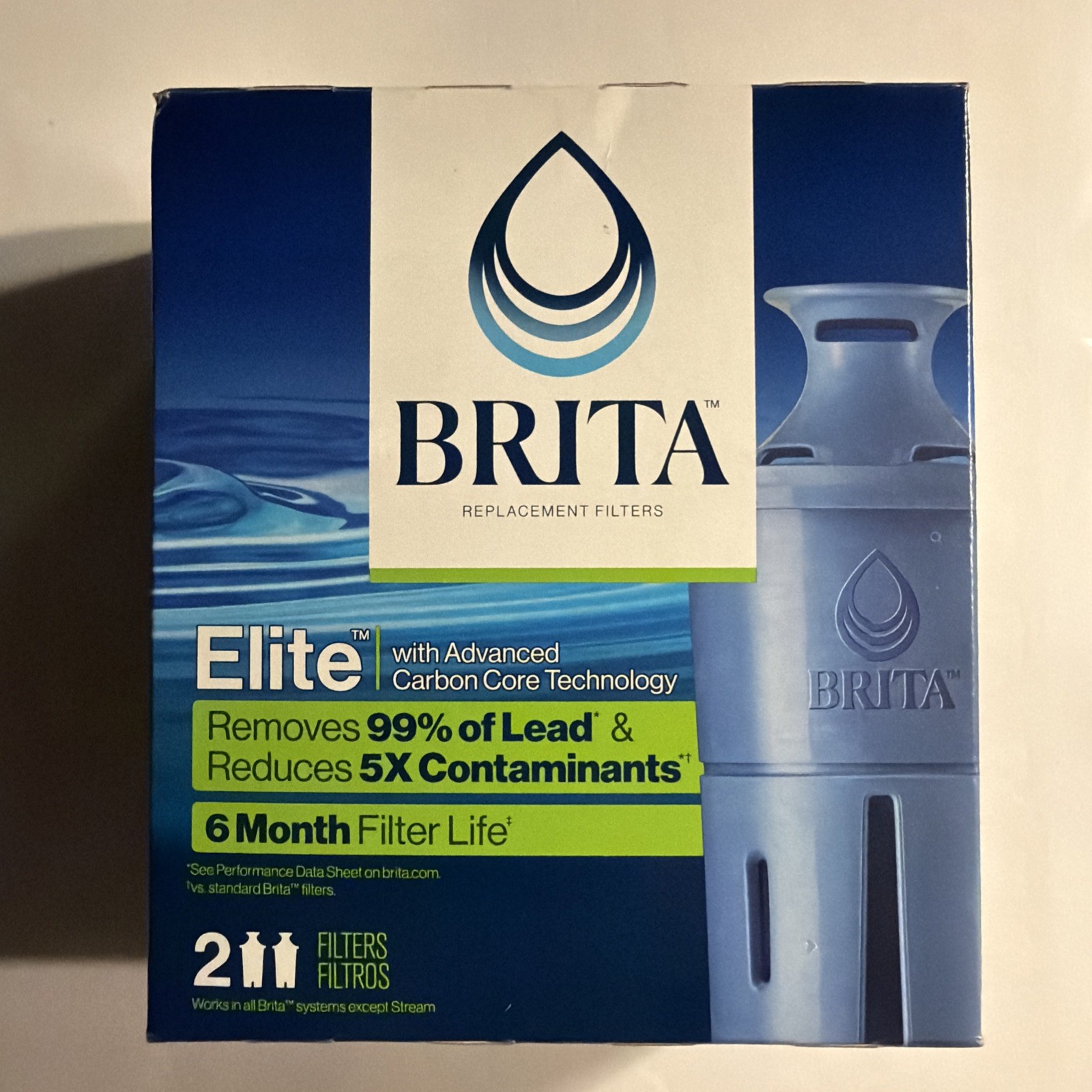 Brita Elite Replacement Water Filter For Pitcher 2 Pack Lot Sealed New In Box