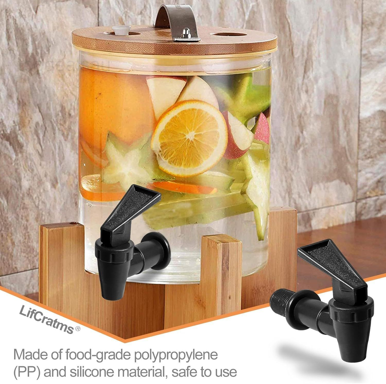 2Pcs BPA-Free Replacement Cooler Faucet, Black Plastic Water Spigot