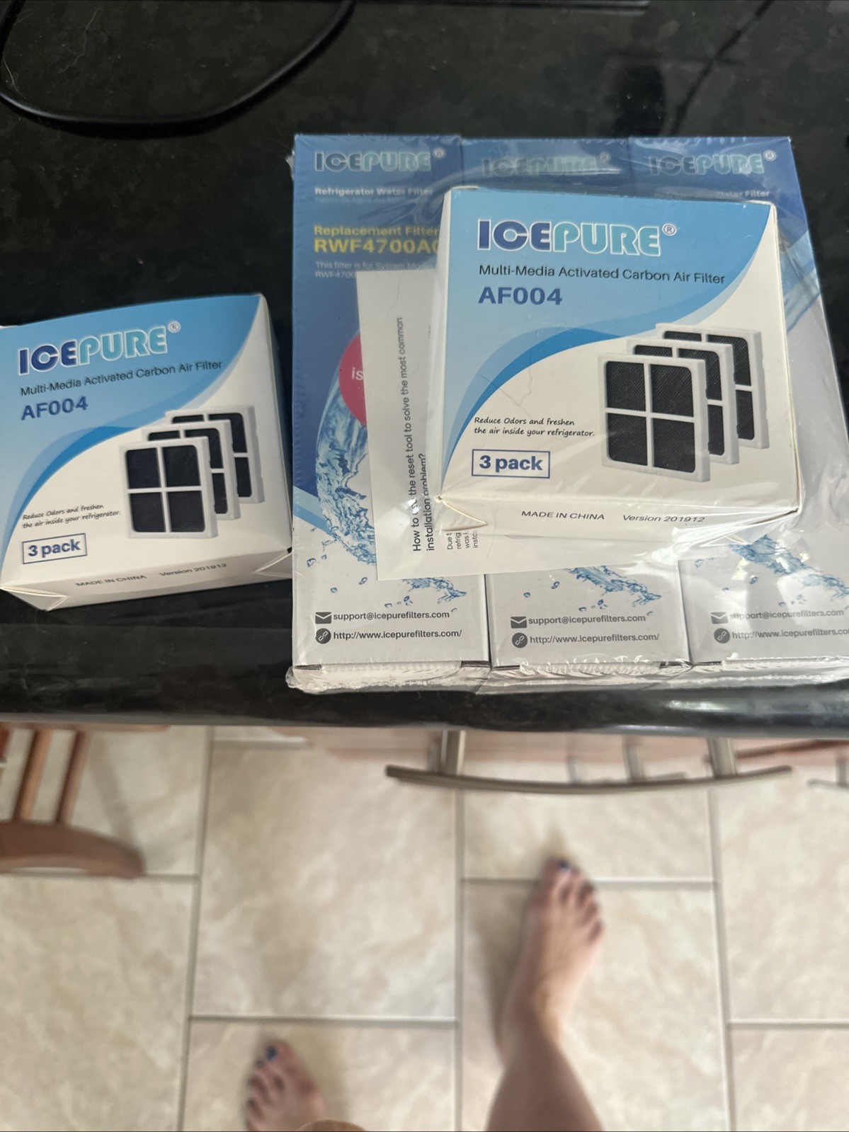 Ice Pure Refrigerator Water Filter 3 Pack RWF4700AC & Air Filter AF004 – NEW