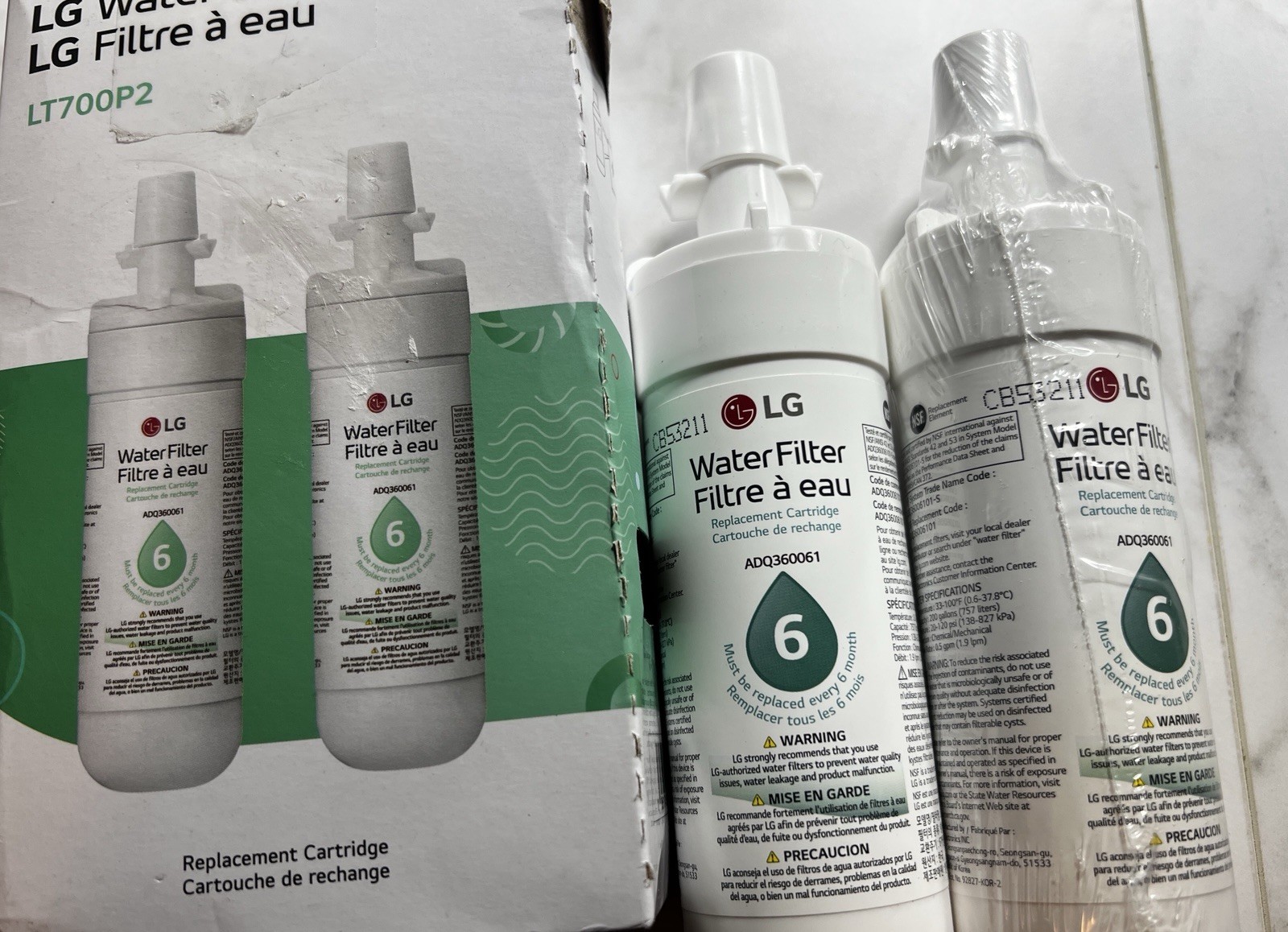 Genuine LG Water Filter 2 Pack fits LG Refrigerator NSF LT700P2 READ