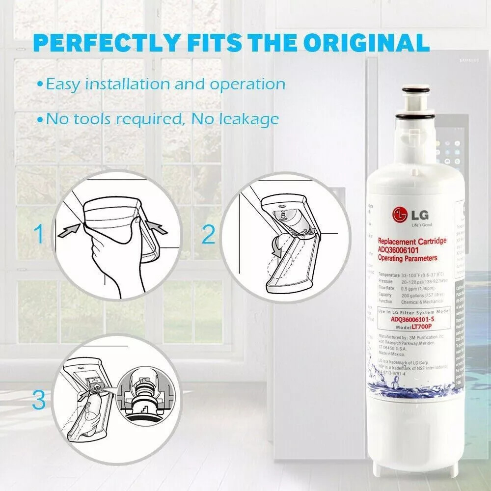 Fit For LT700P Refrigerator Water Filter 3 Pack NEW SEALED ADQ36006101 200gal