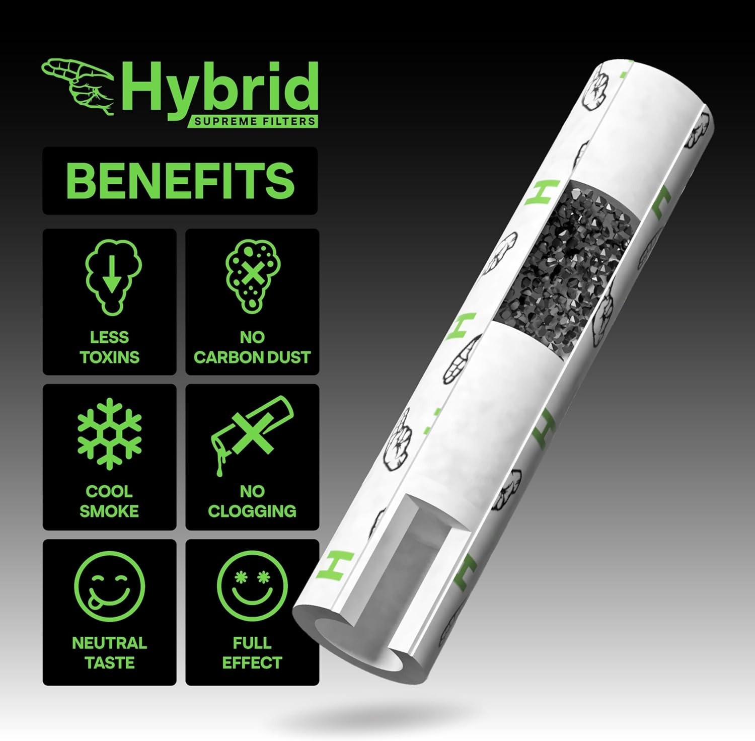 Superior 6.4 mm Hybrid Filter: 55 Packs of Activated Carbon & Cellulose Magic