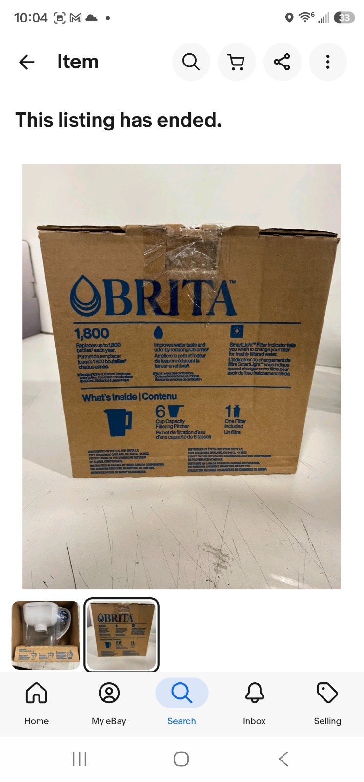 New Brita Metro Water Filter Pitcher 6-Cup White SmartLight w/ Elite Filter
