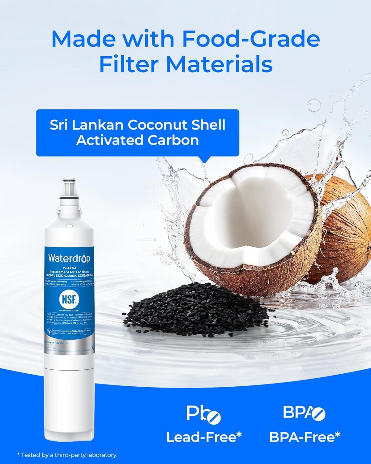 Waterdrop Water Filter Replacement for LG® LT600P®, KENMORE® 9990, 3 PACK