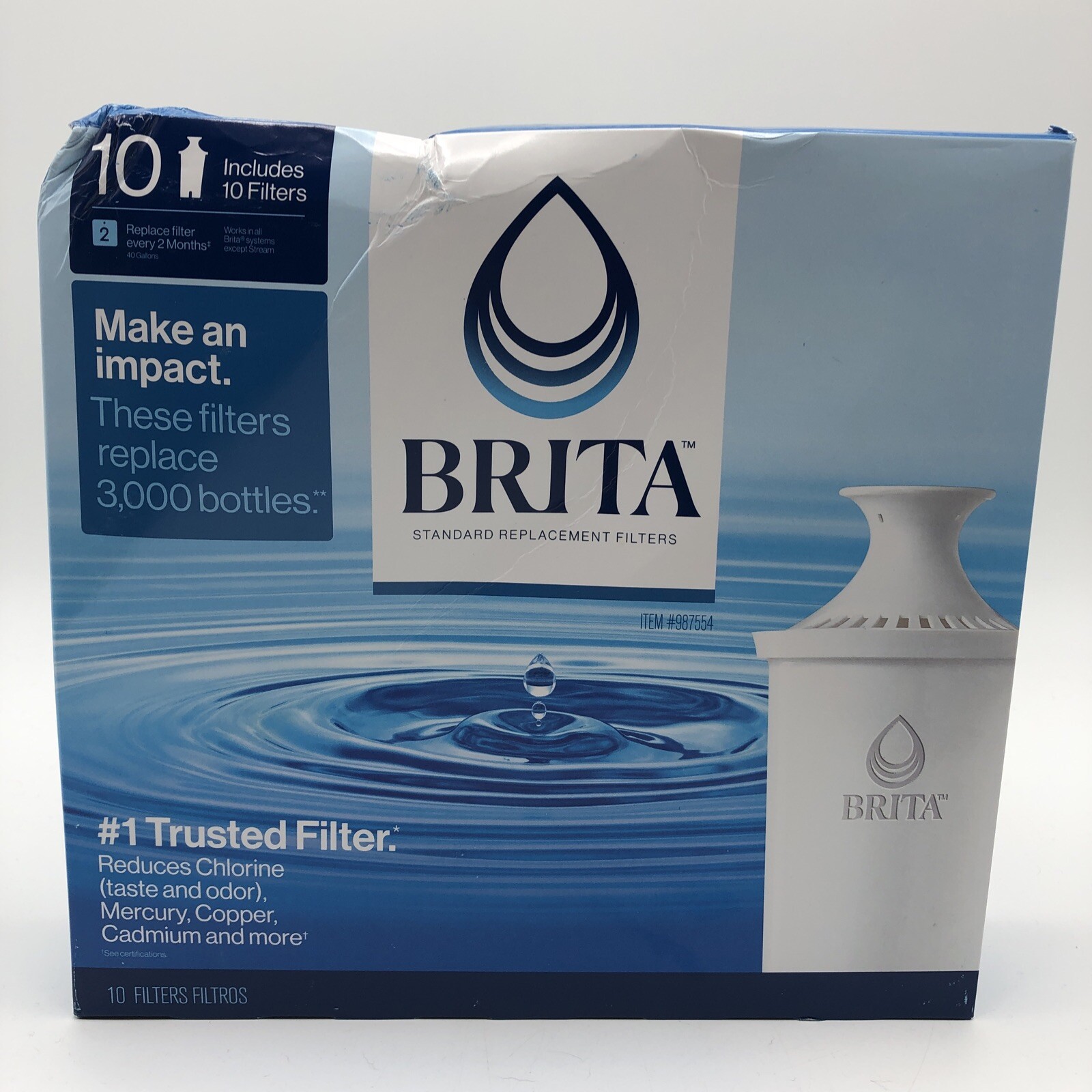 New distressed box Brita Standard Replacement Water Filter (PACK OF 10) 987554
