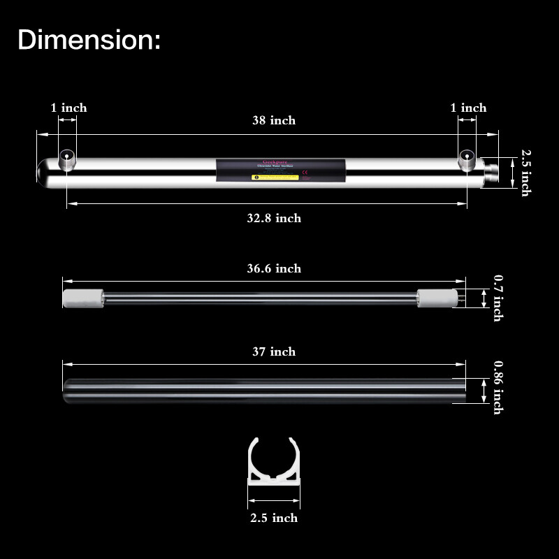 Geekpure Whole House UV Water Filter–with Extra 2 Filter+2 Quartz Sleeve-12 GPM