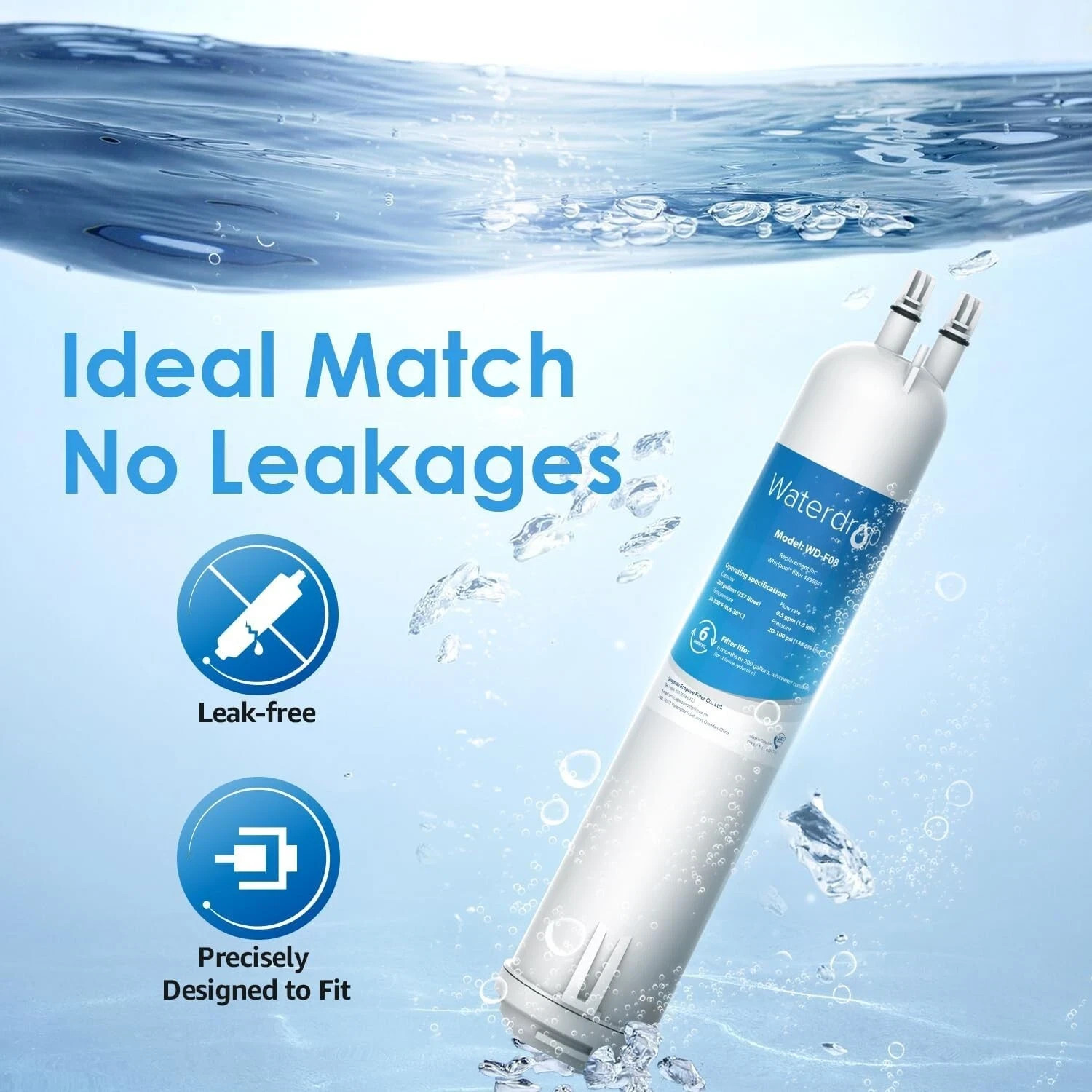 Waterdrop WD-F08 Refrigerator Water Filter, Fits Kenmore® 46-9083, 46-90309 NEW