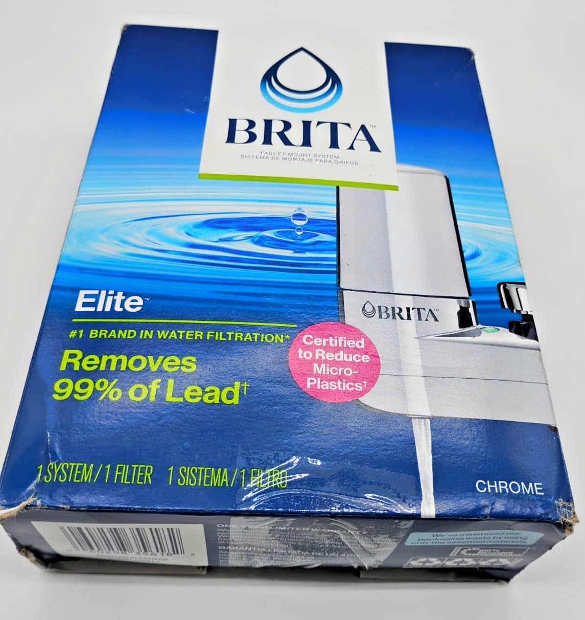 Brita Elite Faucet Mount Water Filter System Chrome Filter Cartridge & Adapters