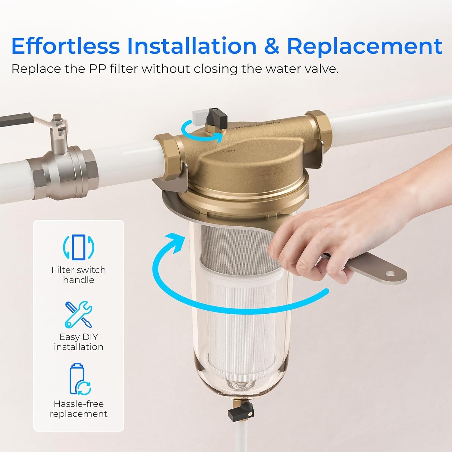 Waterdrop Mega Spin Down Sediment Filter,100 Micron+5 Micron PP Filter