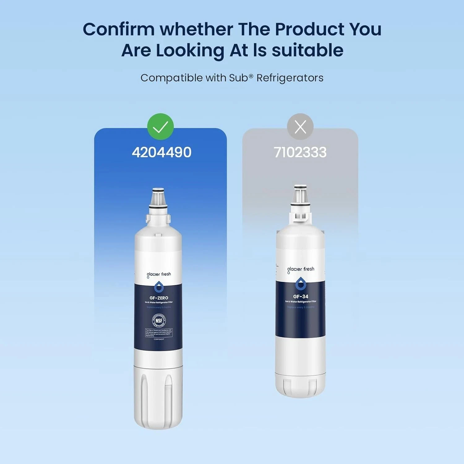 GLACIER FRESH Water Filter Replacement for Sub-Zero 4204490, 4290510, 9030868…