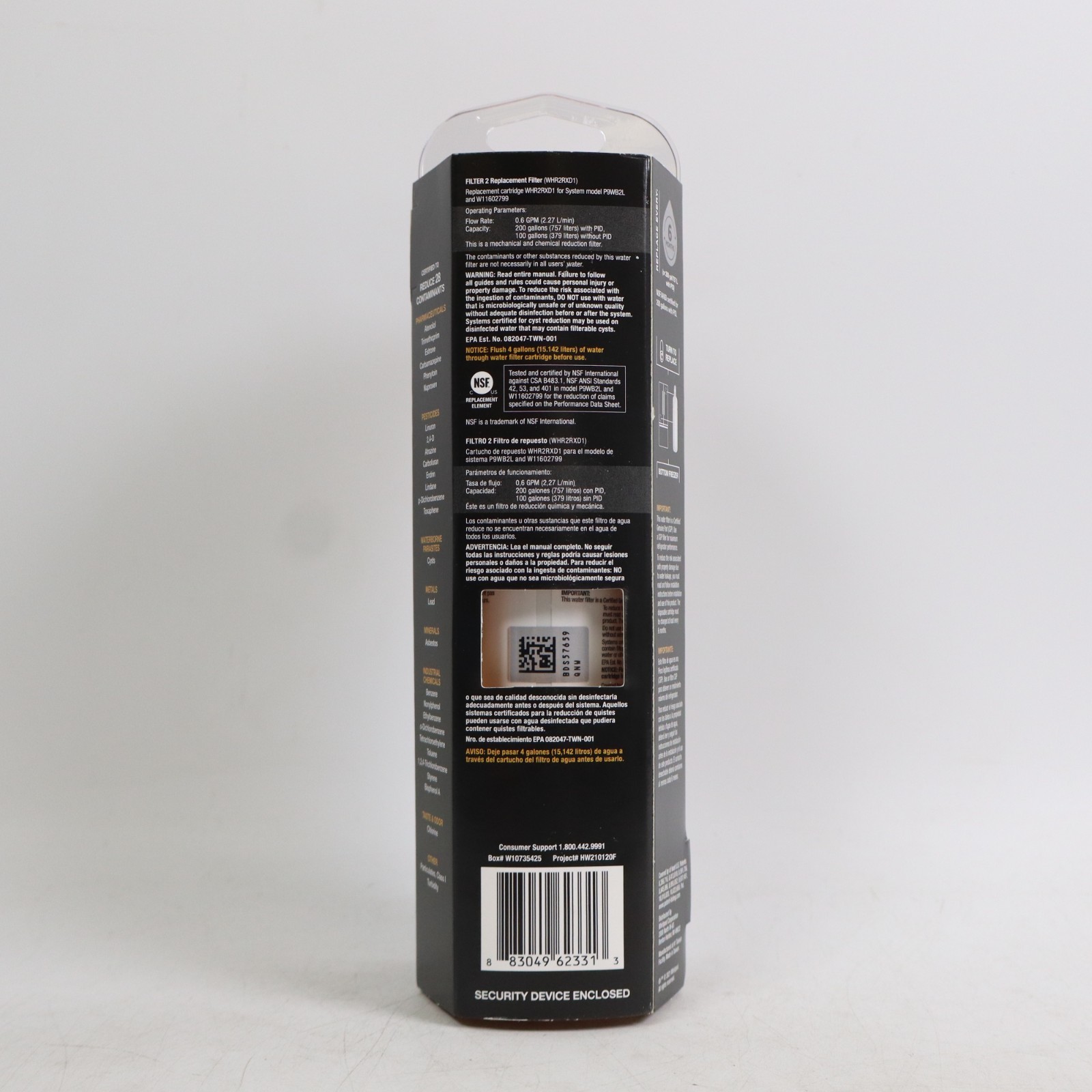 Whirlpool WHR2RXD1 Ice, Orange Refrigerator Water Filter 2-WHR2RXD1 Genuine OEM