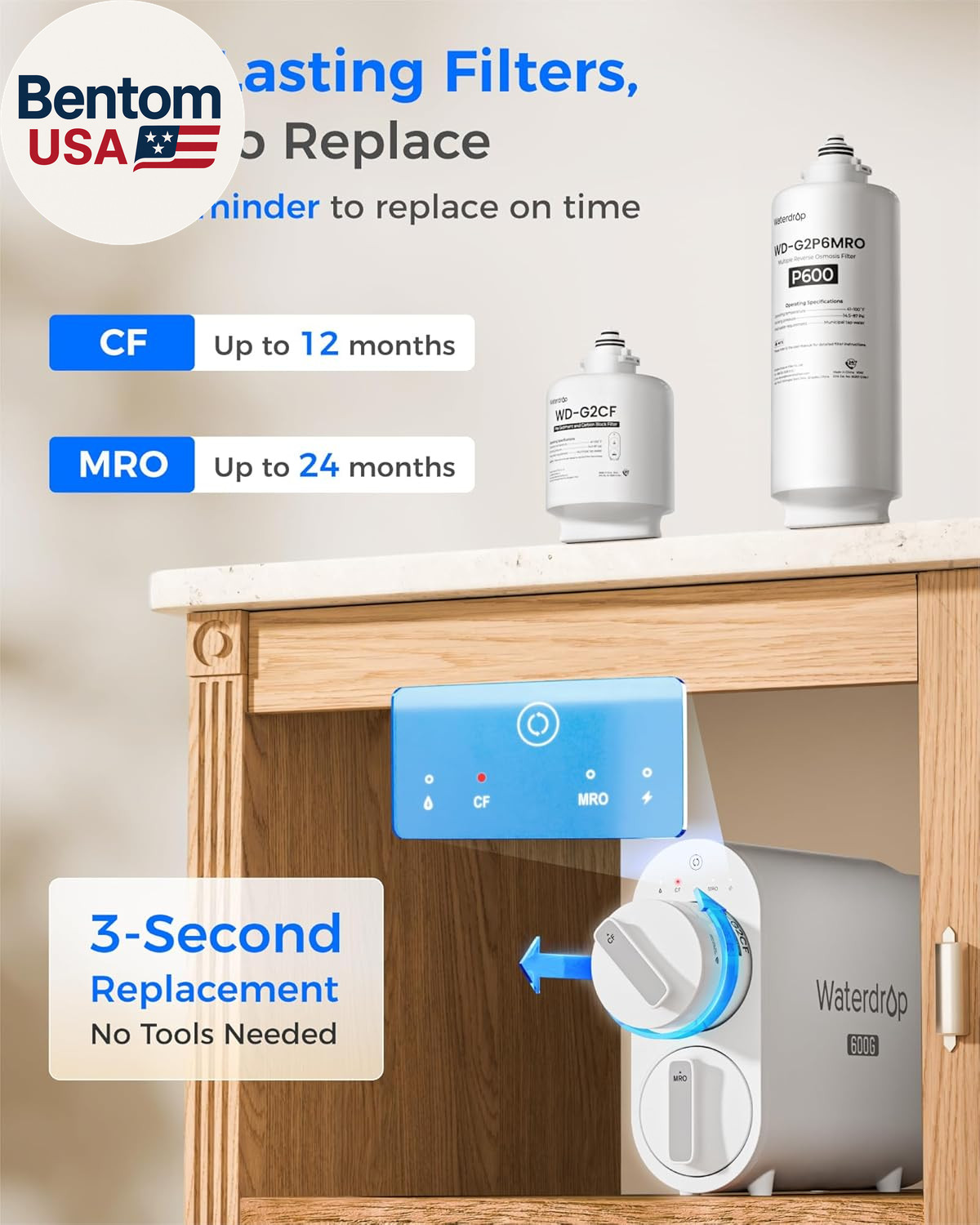 G2P600 Reverse Osmosis System, TDS Reduction, 7 Stage Water Filtration, NSF/ANSI