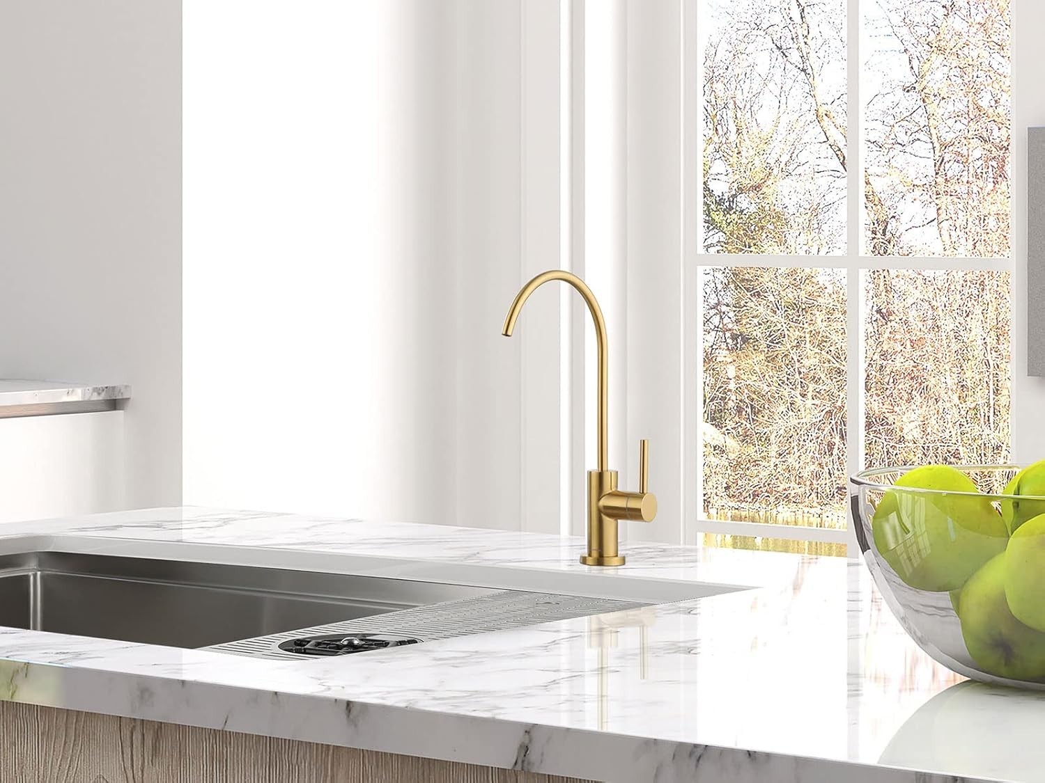 Elegant Brushed Gold Stainless Steel Kitchen Water Filter Faucet for RO Systems