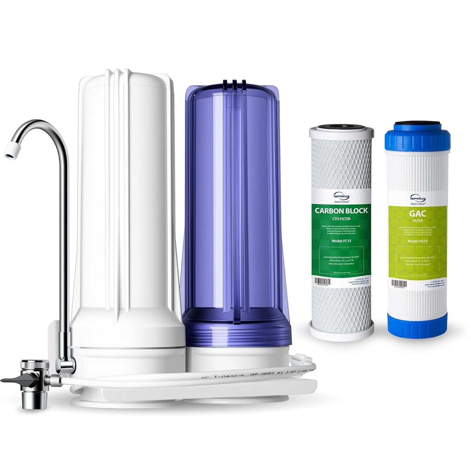 iSpring CKC2 2-Stage Countertop Water Filter, NSF/ANSI 58 Certified, Reduces PFA