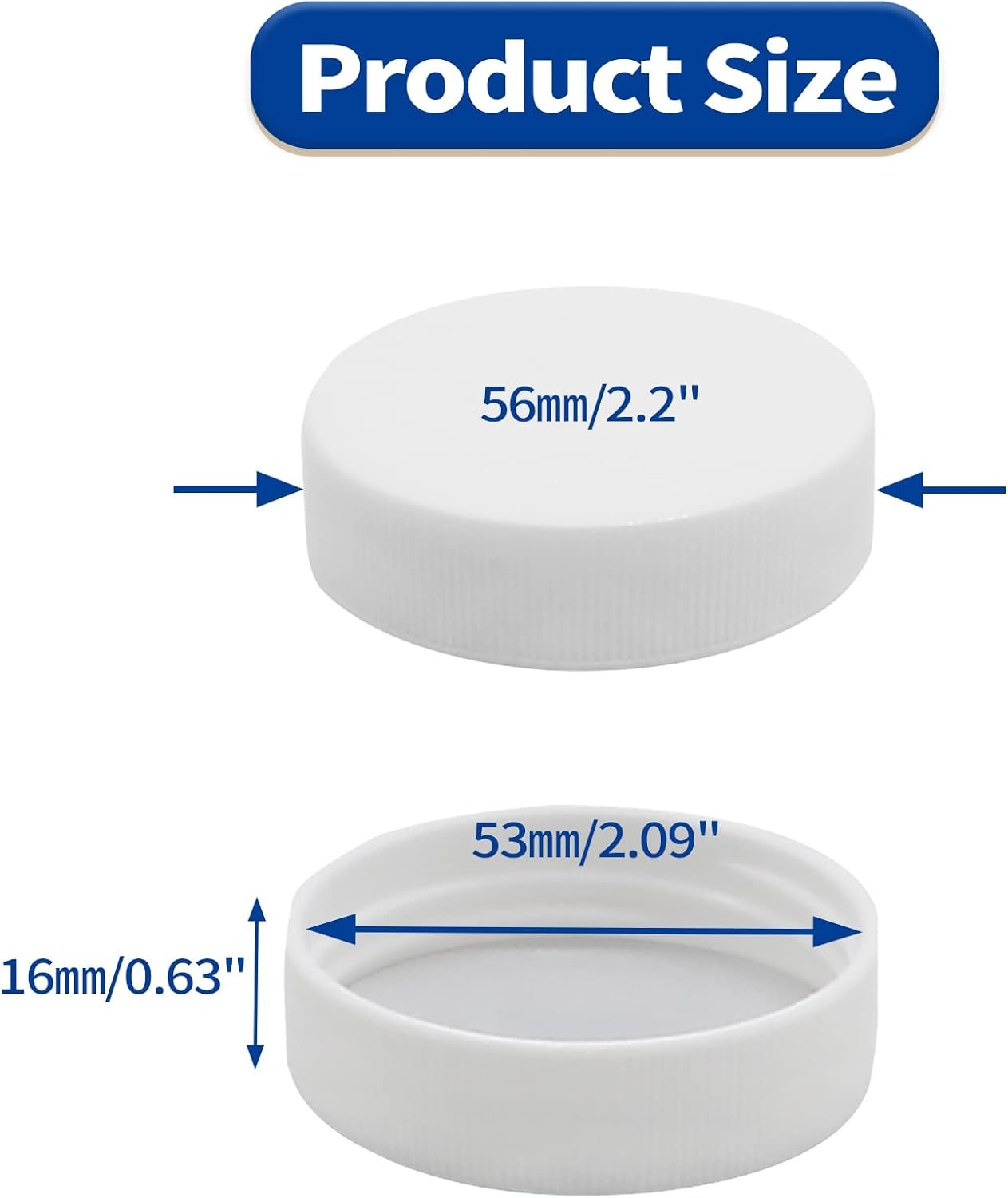 6Pcs 53mm Water Bottle Caps, Jug Caps Screw Top for 3 or 5 Gallon Jugs