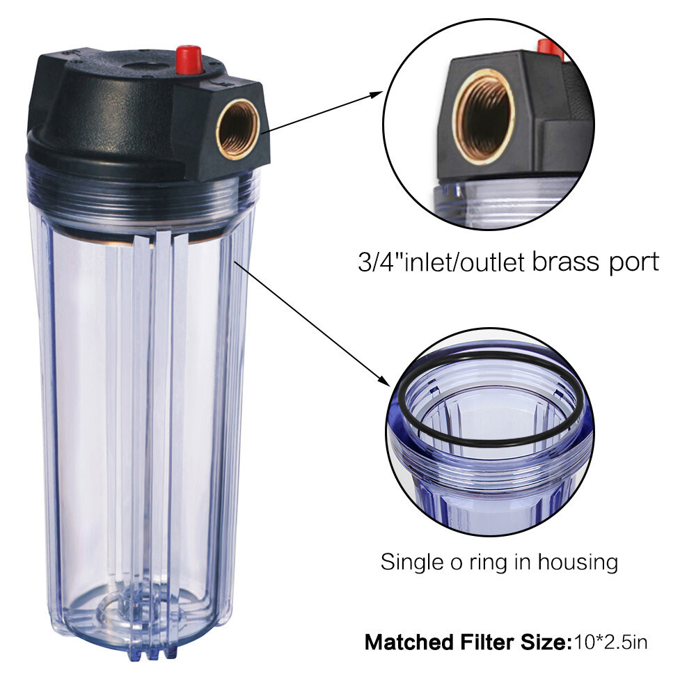 Geekpure Whole House Water Filter Housing 3/4″NPT Brass Fit 10″ x 2.5″-Clear