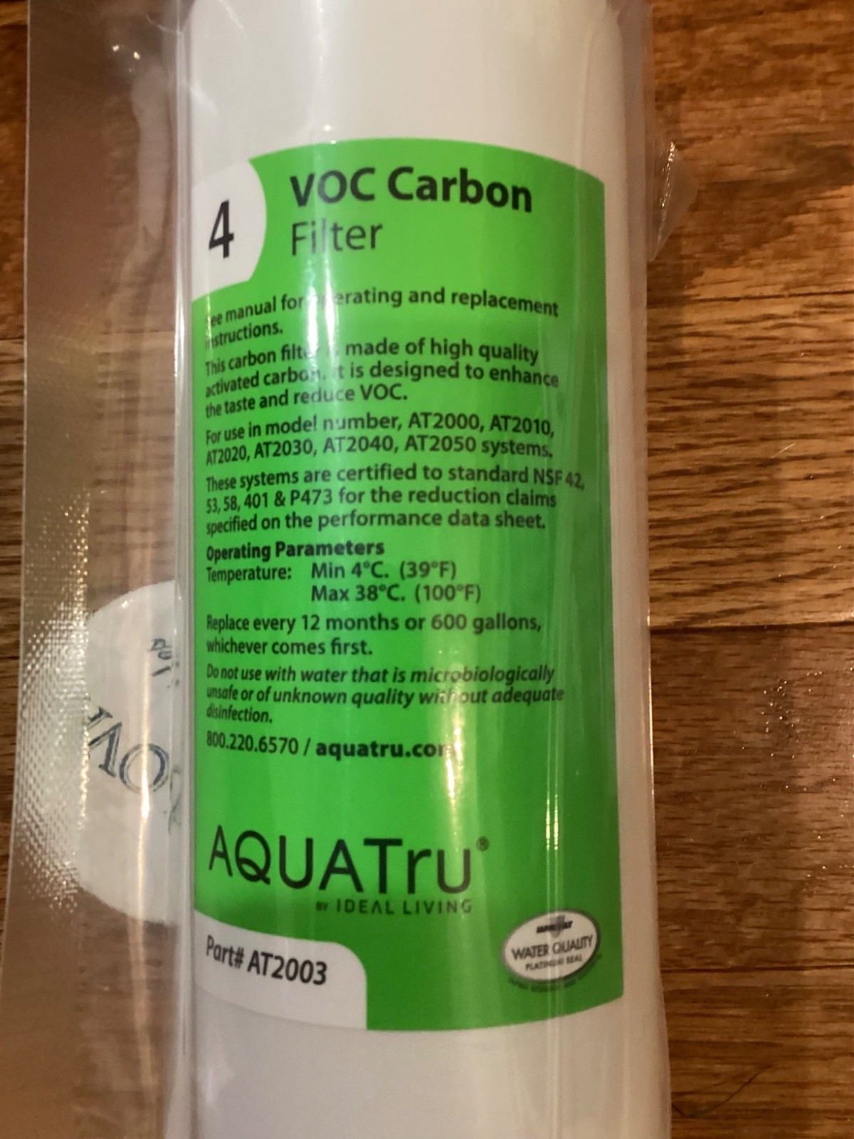 AQUA TRU – Replacement VOC Filter Carbon (Stage 4) New