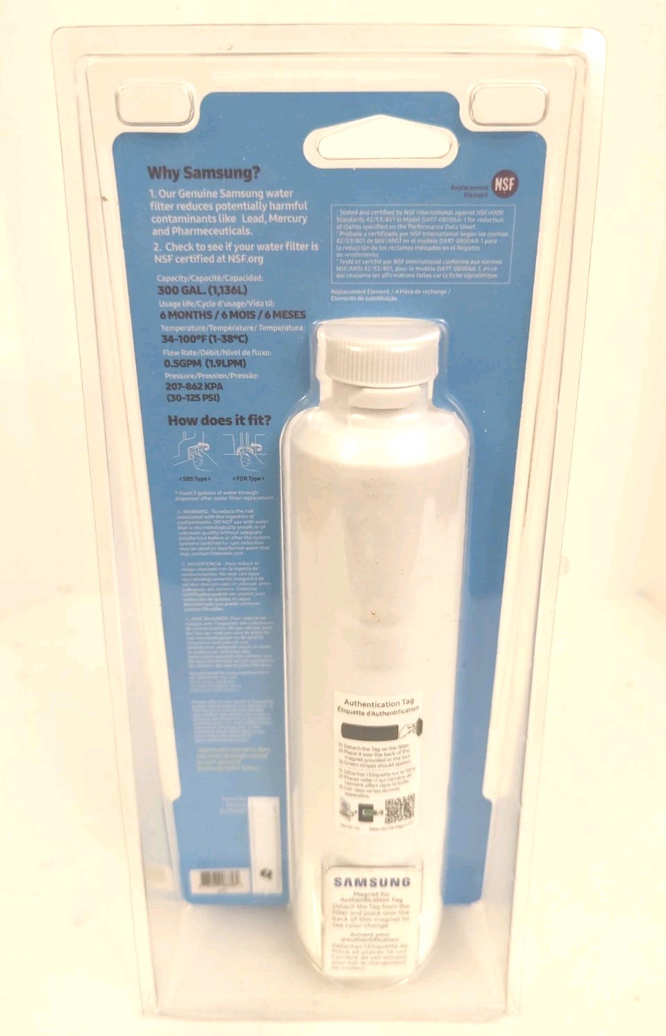 Samsung Water Filter DA29-00020B Replacement Cartridge White