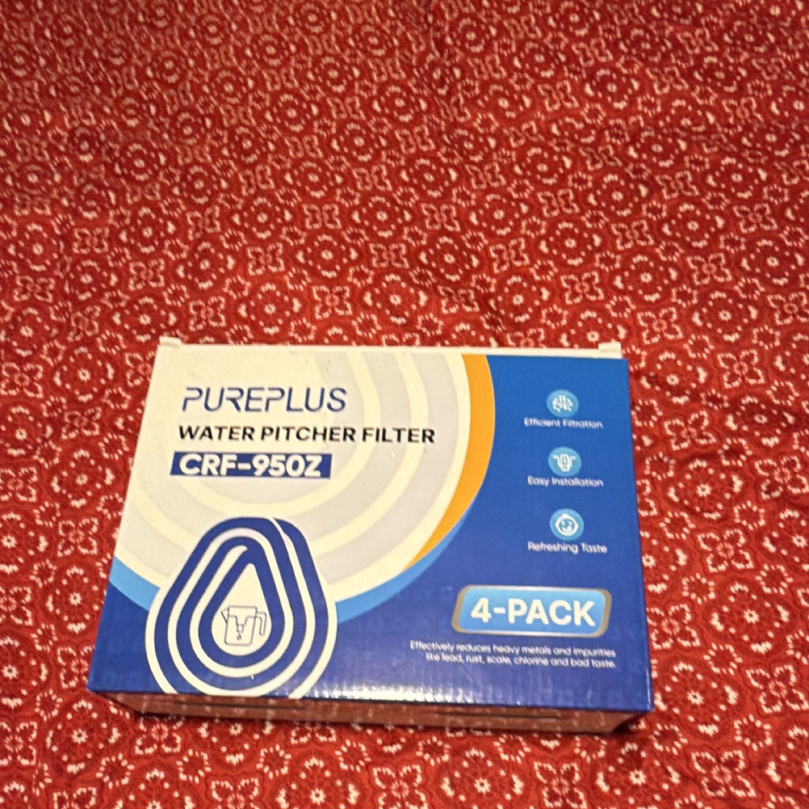 PurePlus CRF-950Z Water Pitcher Filter 4-Pack Blue White Removes Lead Chlorine