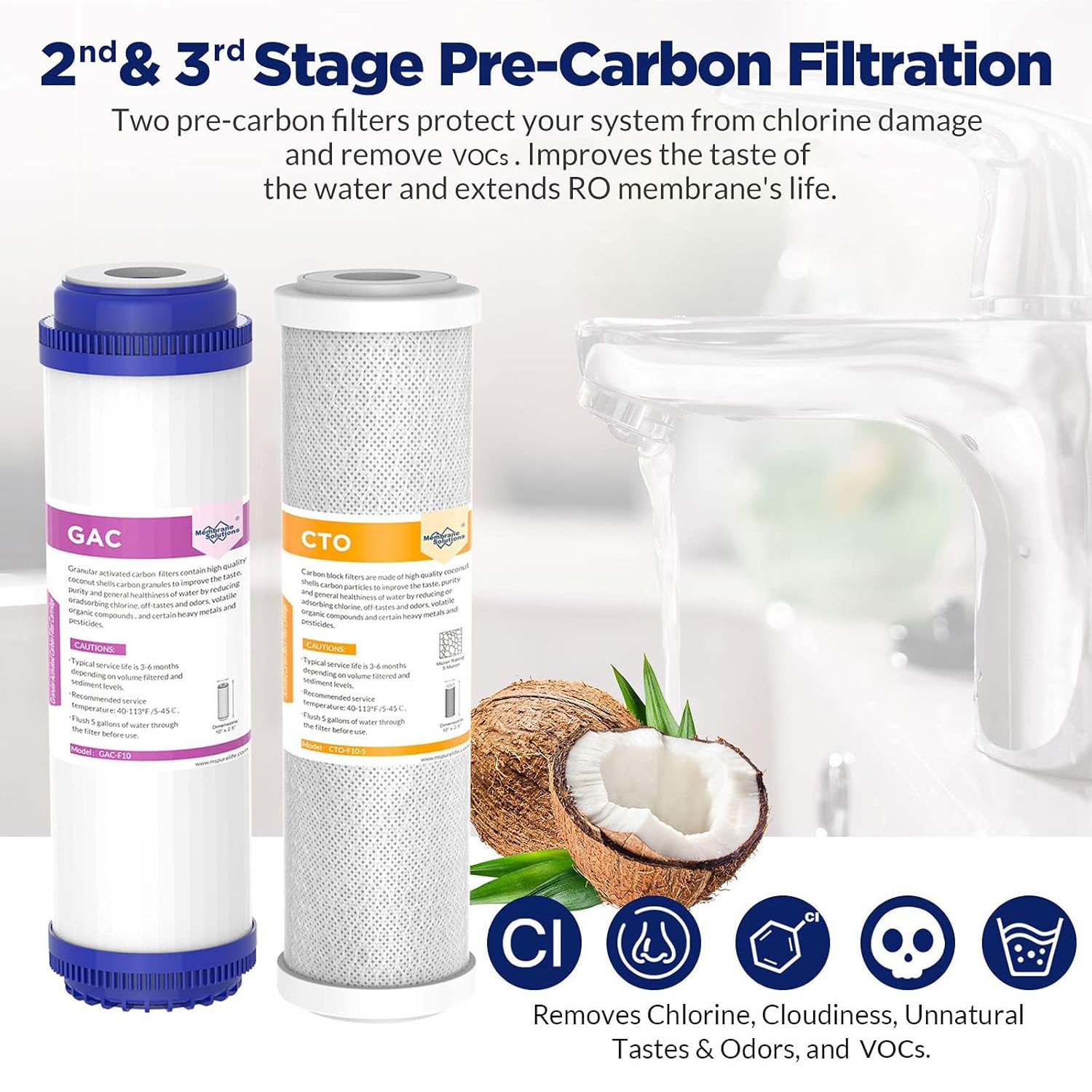 5-Stage Undersink RO Drinking Reverse Osmosis System Water Filter 1/2/3-Year Set