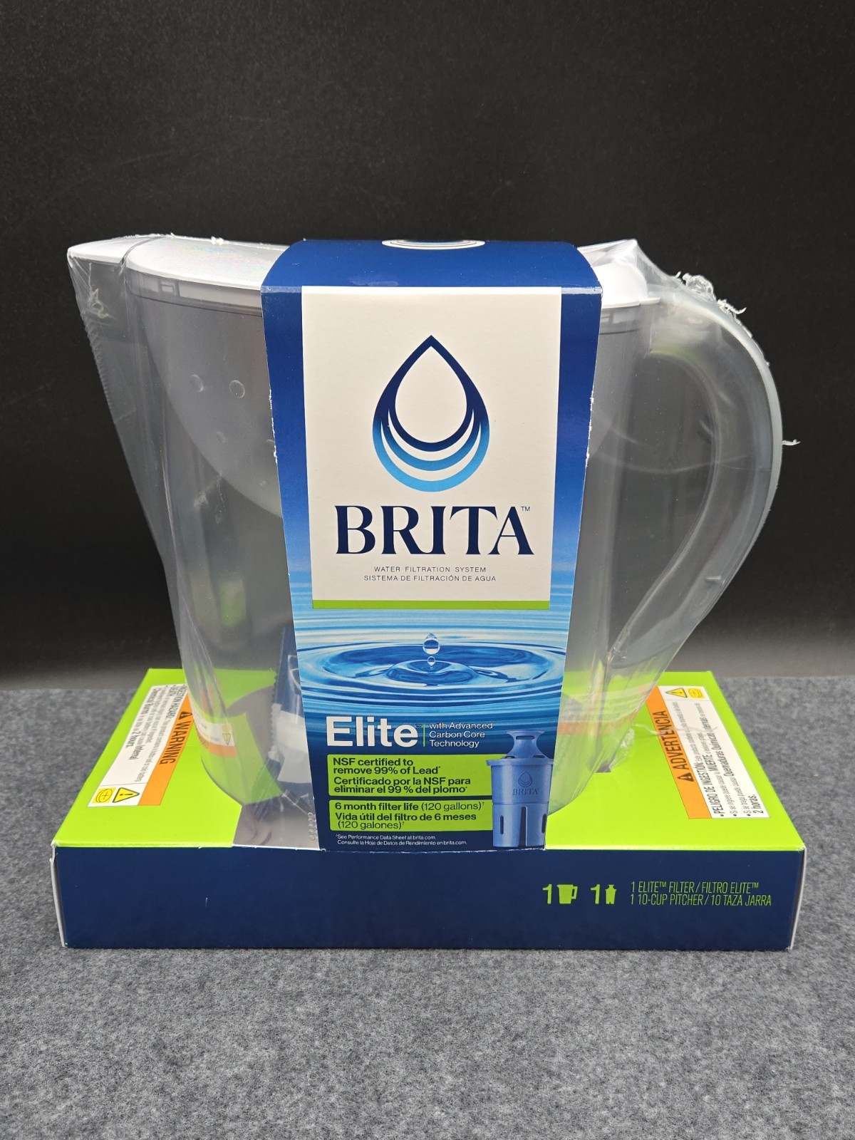 Brita Elite Large 10 Cup Water Filter Pitcher 6 Month Filter NEW SEALED