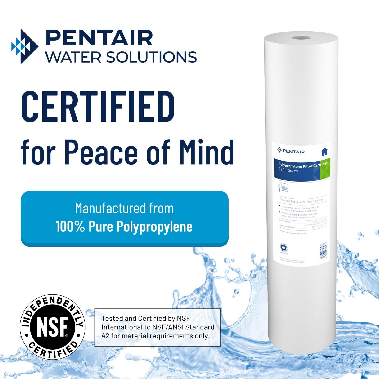Pack of 2 White Potable Water Filter Cartridges for Big Blue Filter Housings
