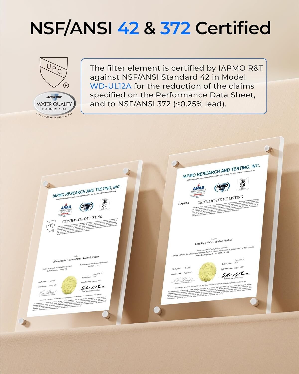 Waterdrop UL12A Under Sink Water Filter,NSF/ANSI 42 Certified, 11000 Gallons