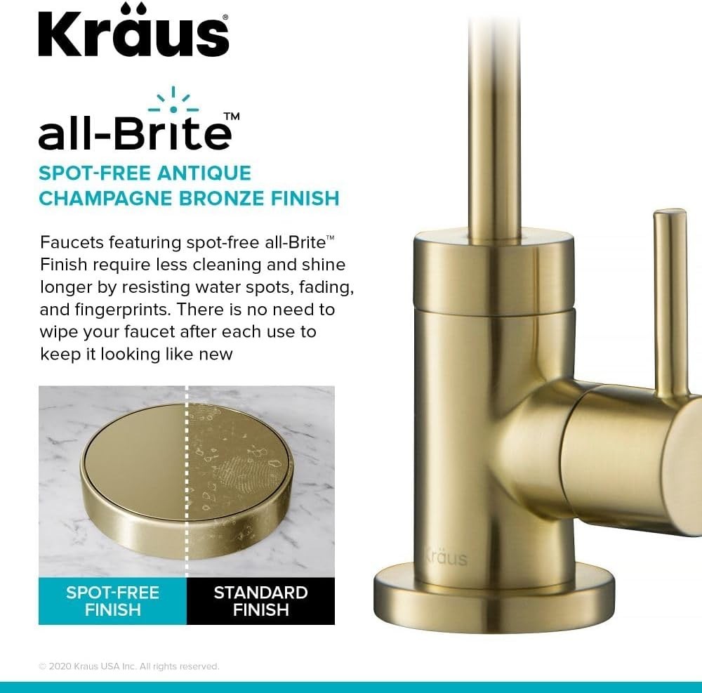 Kitchen Water Filter Faucet Brass 12-in Lead-Free Spot Free Champagne Bronze