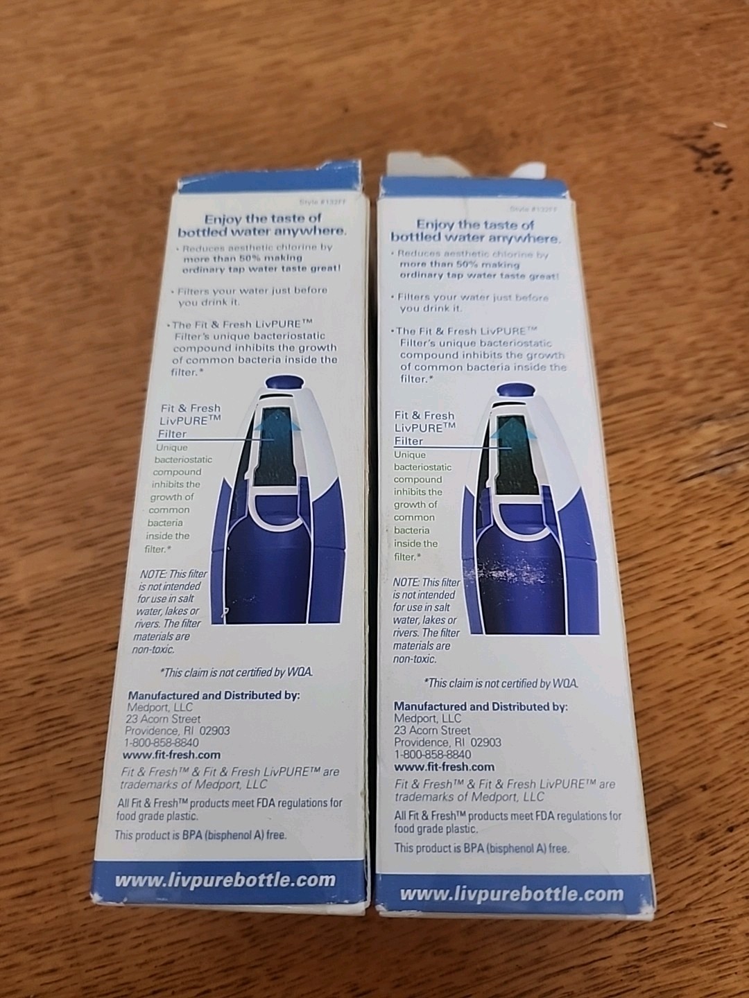 Fit & Fresh LivPure water bottle. Made in the United States, these filters