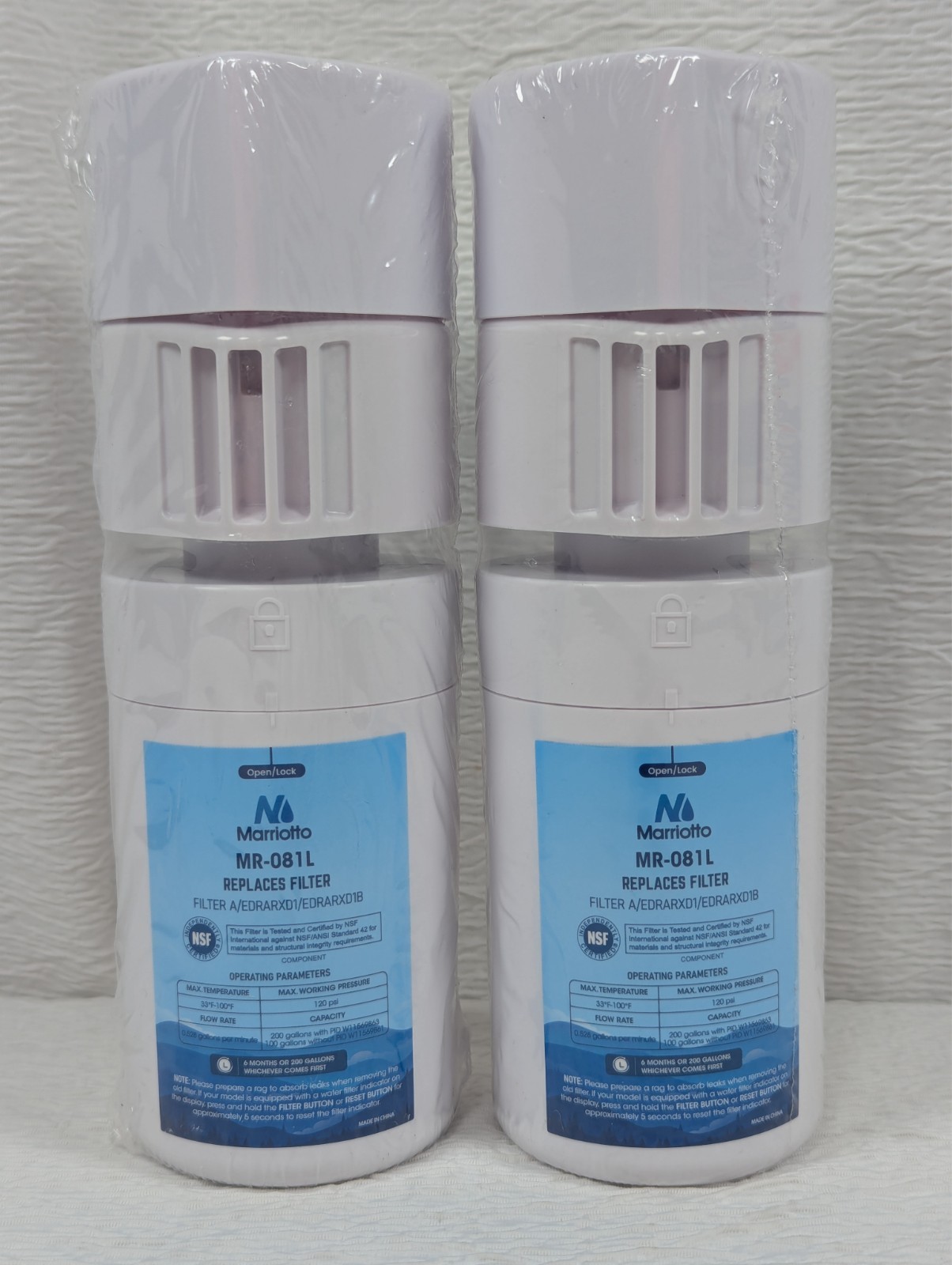 Marriotto – MR-081L – Replacement Water Filter – 2 Pack – Sealed