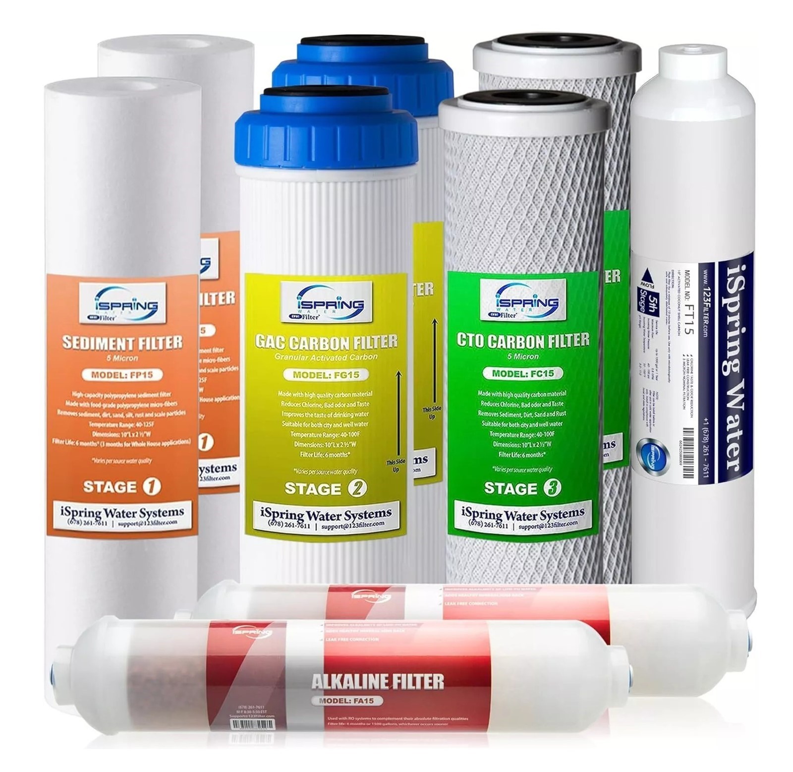 iSpring F9K 1-Year 6-Stage Water Filter Replacement Pack with Alkaline RO System