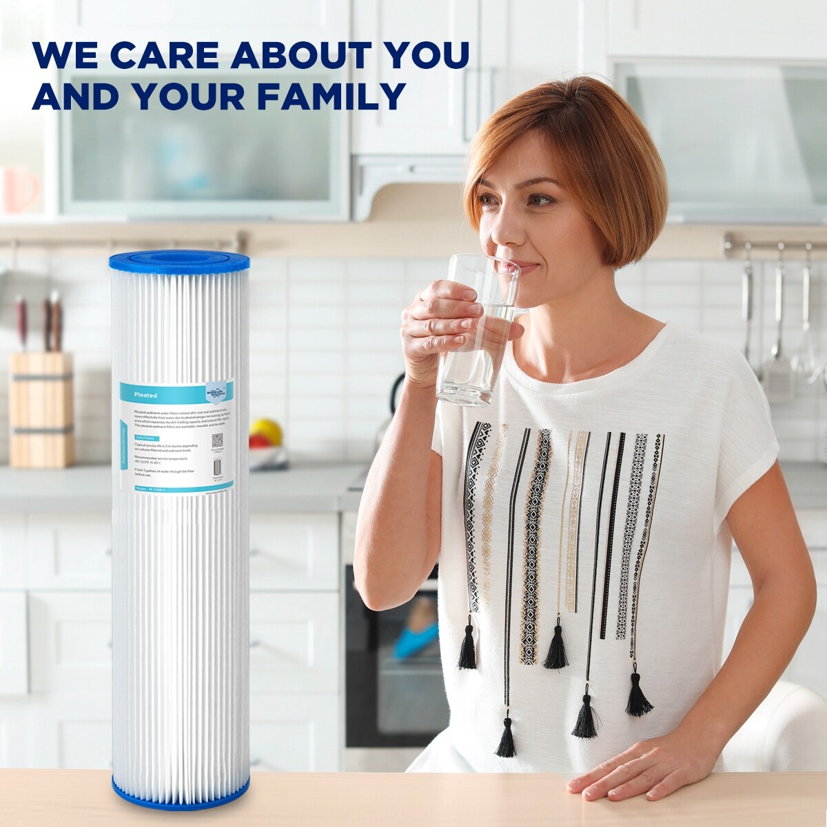 9-Pack 20″x4.5″ Whole House Pleated Sediment Water Filter for Big Blue 5-Micron